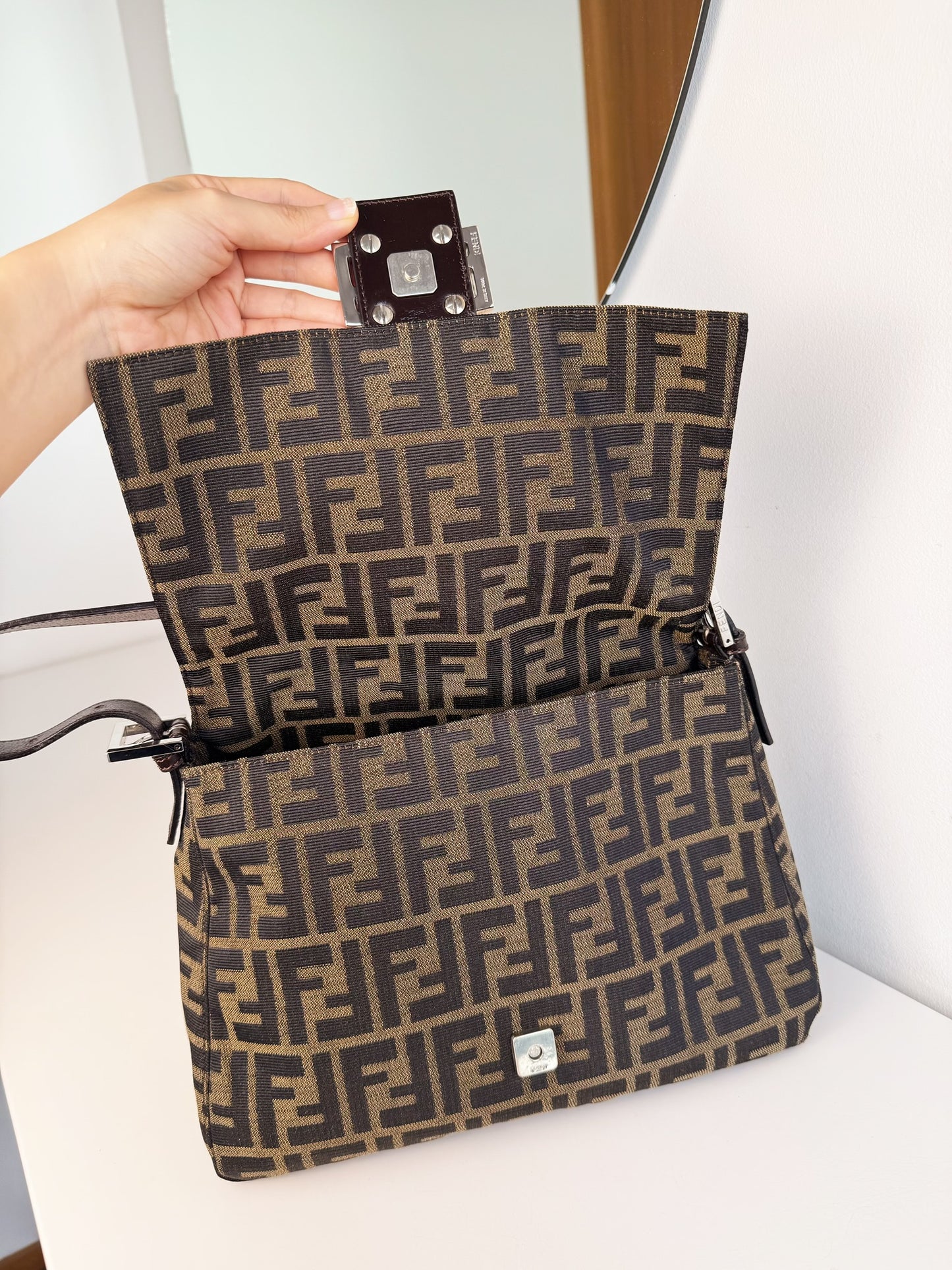 Fendi Vintage Zucca Mamma Baguette Shoulder Bag