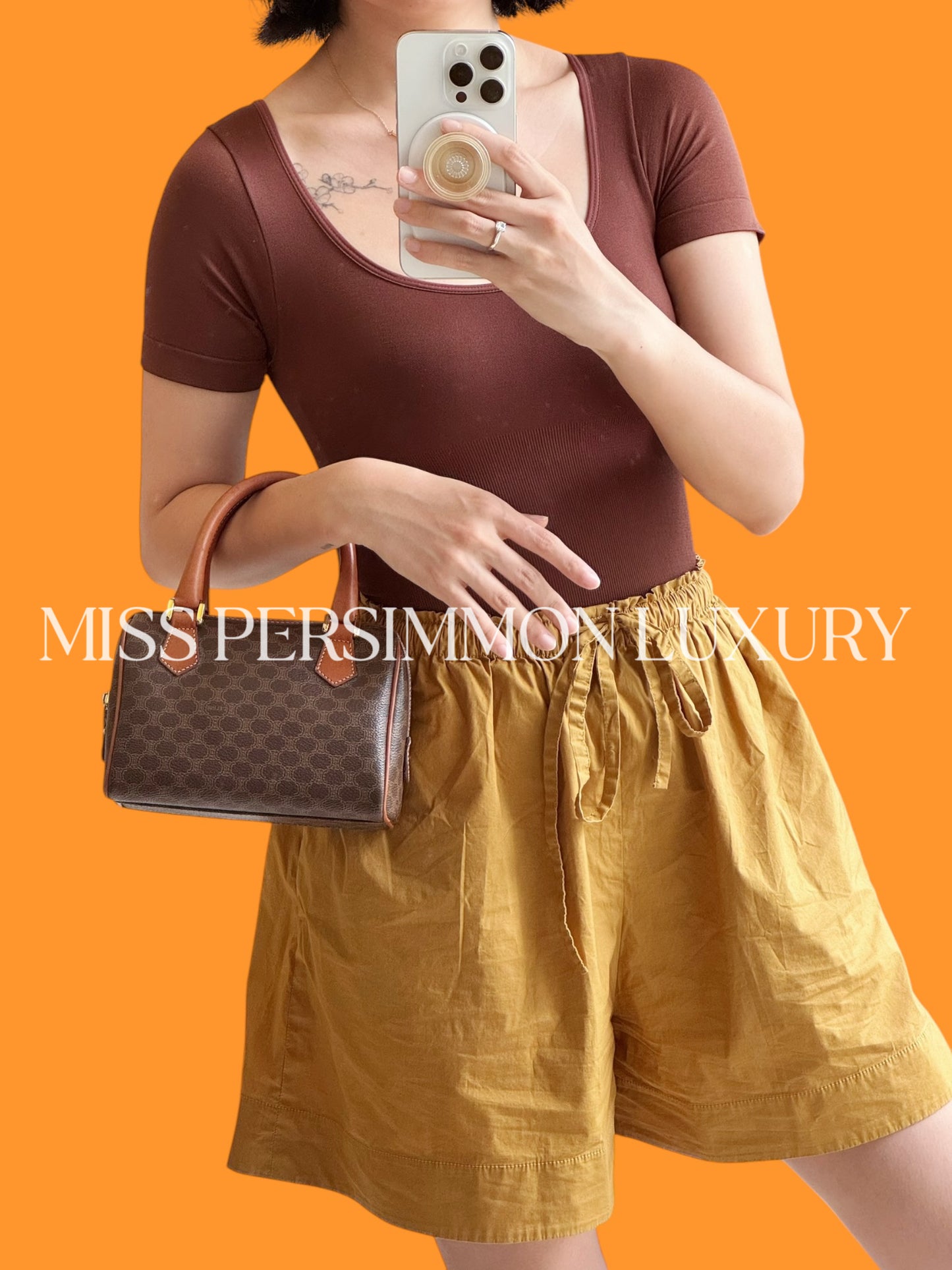 Celine Vintage Macadam Mini Boston Handbag