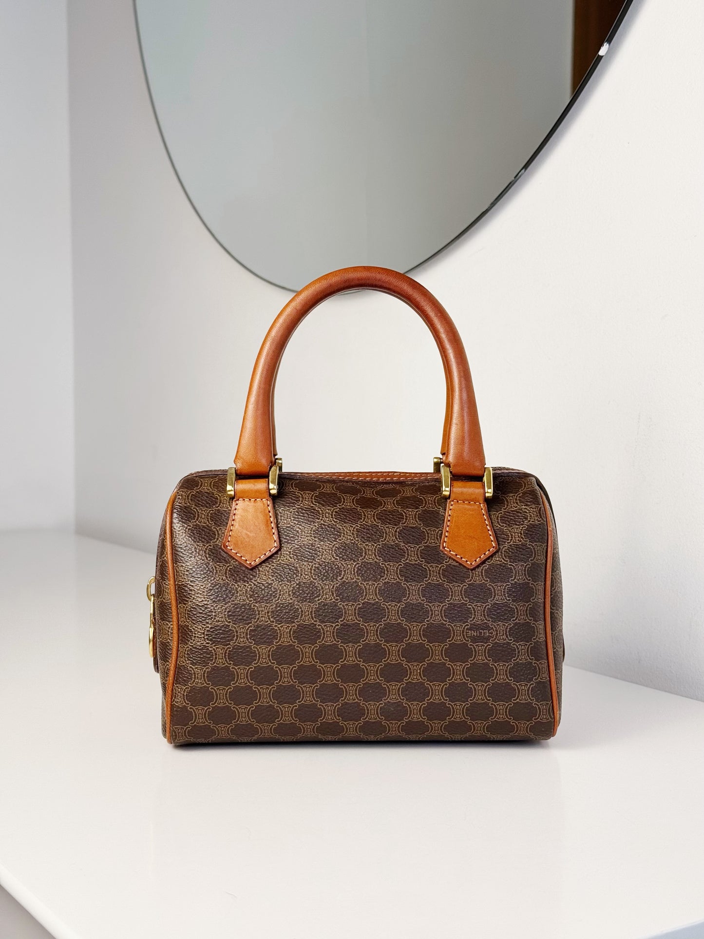 Celine Vintage Macadam Mini Boston Handbag