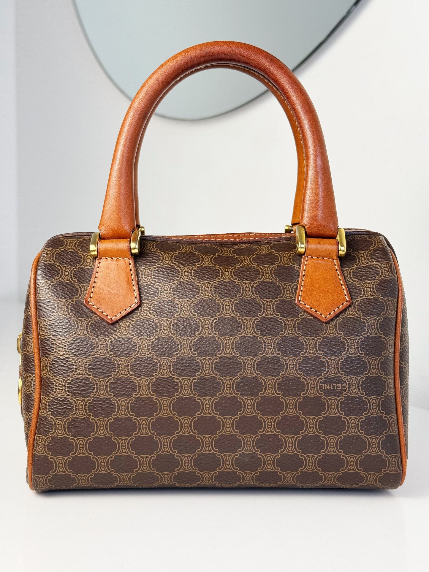 Celine Vintage Macadam Mini Boston Handbag