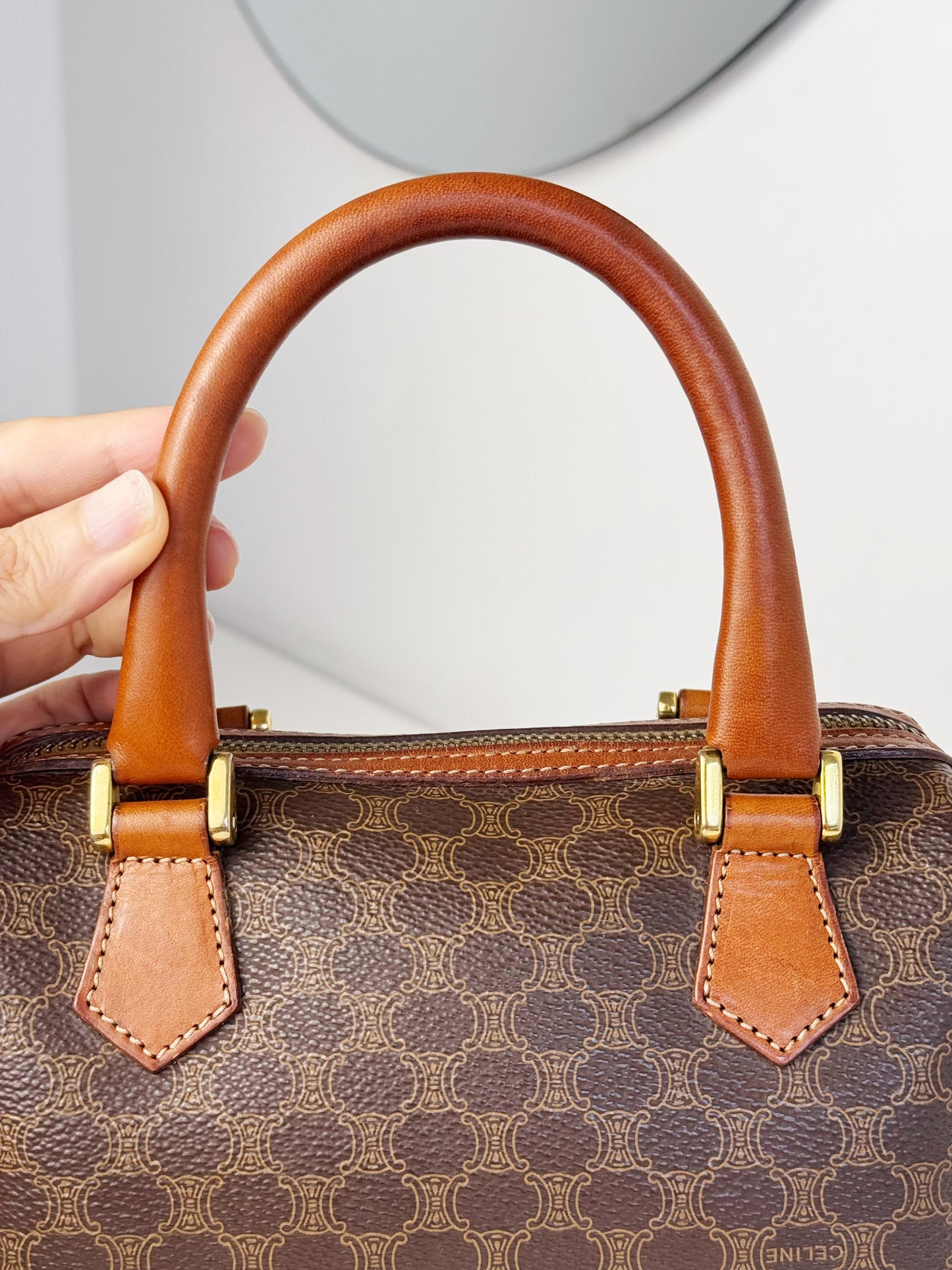 Celine Vintage Macadam Mini Boston Handbag