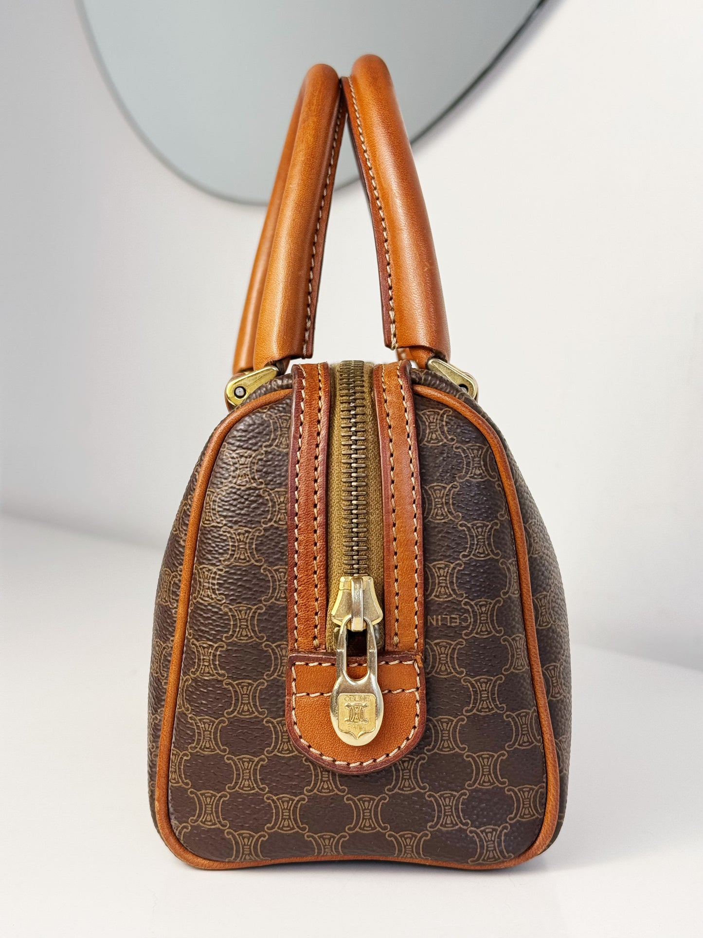 Celine Vintage Macadam Mini Boston Handbag