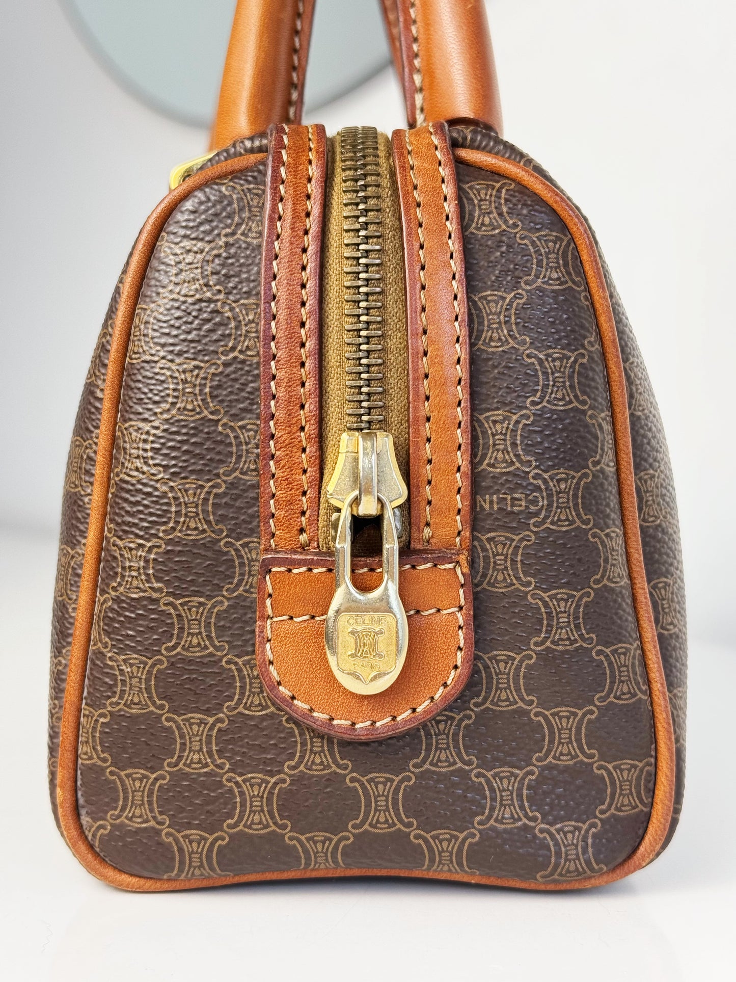 Celine Vintage Macadam Mini Boston Handbag