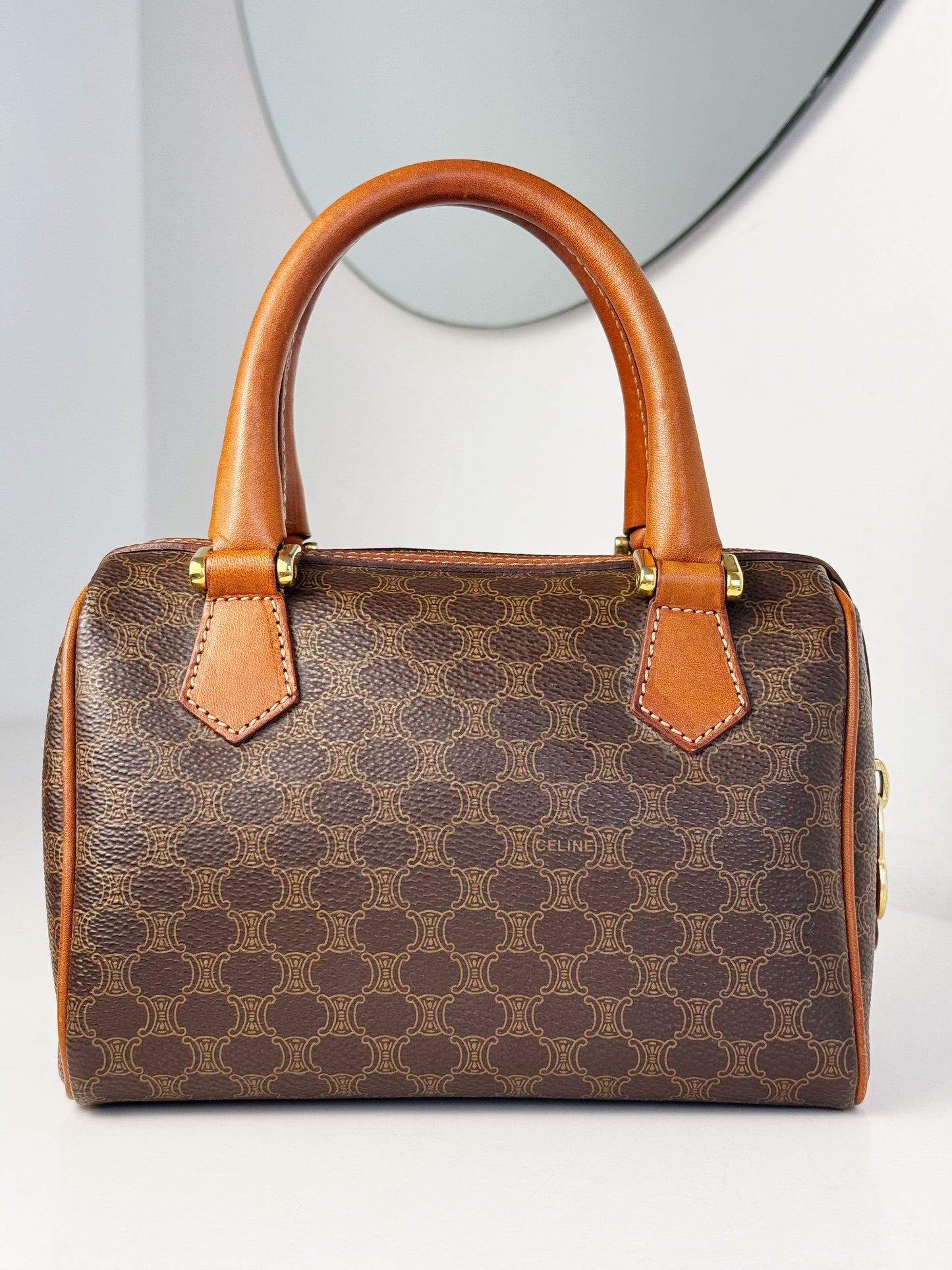 Celine Vintage Macadam Mini Boston Handbag