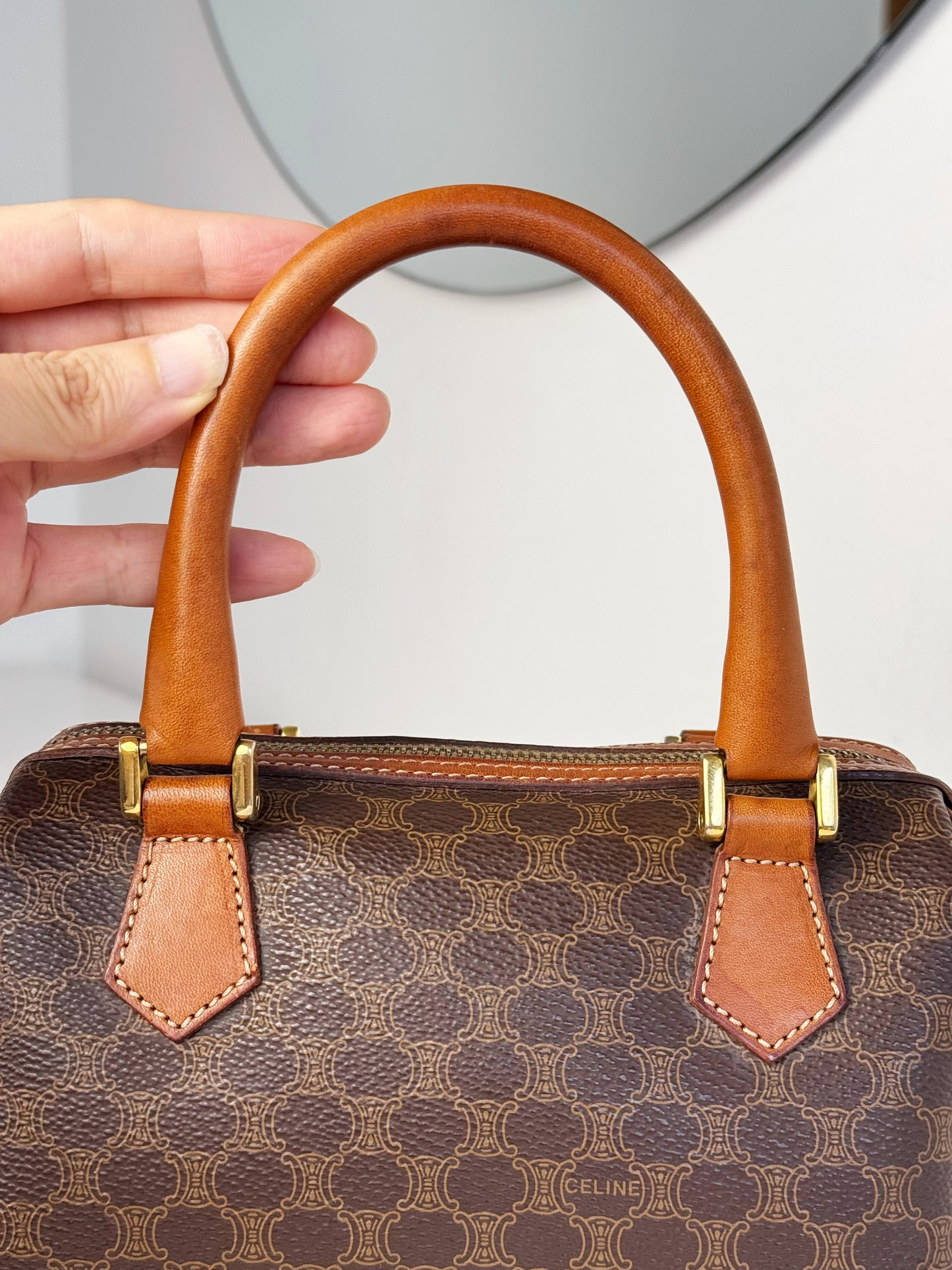 Celine Vintage Macadam Mini Boston Handbag