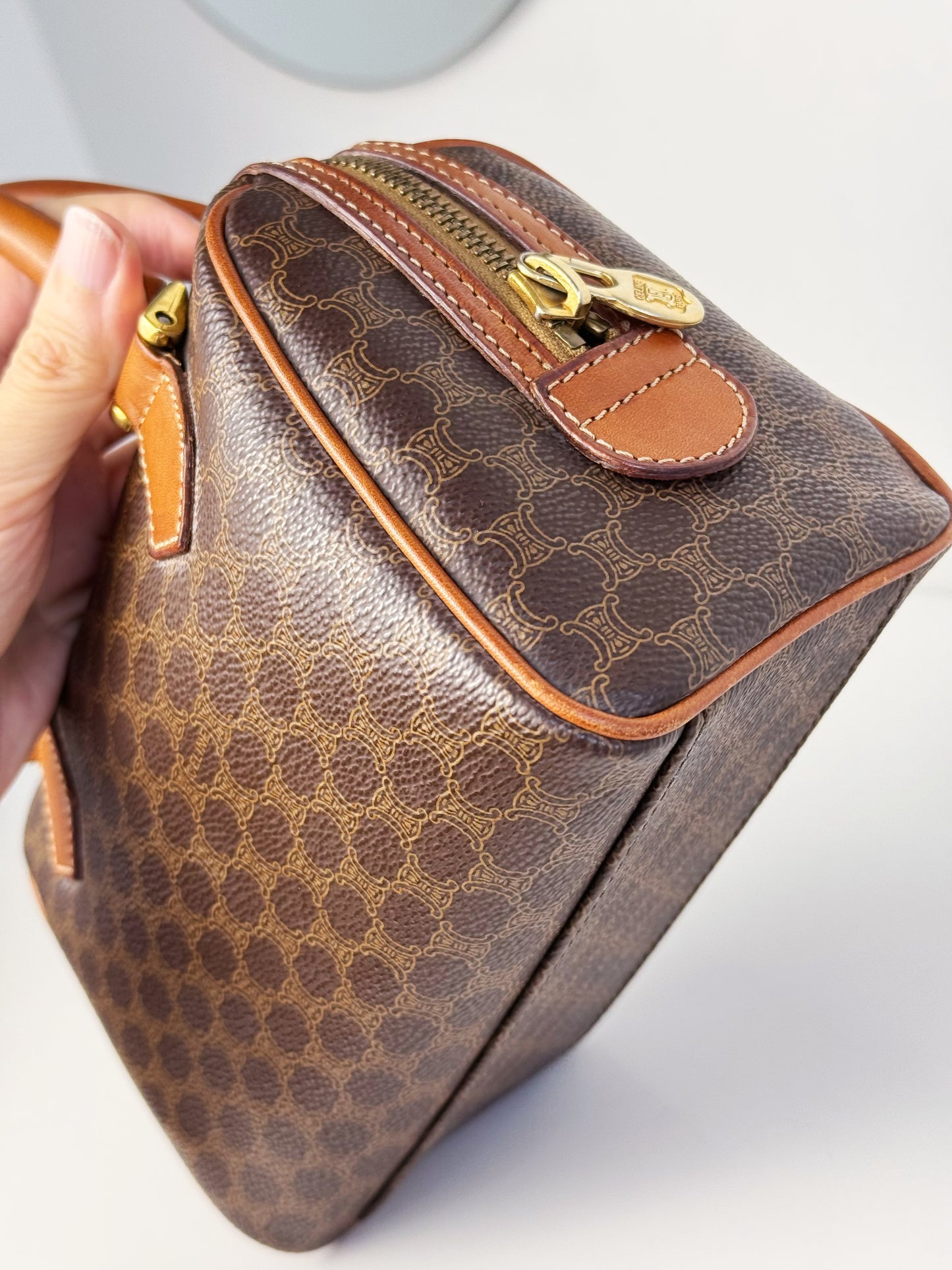 Celine Vintage Macadam Mini Boston Handbag