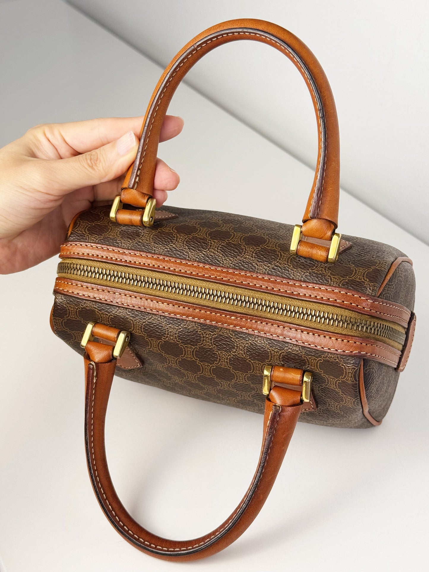 Celine Vintage Macadam Mini Boston Handbag