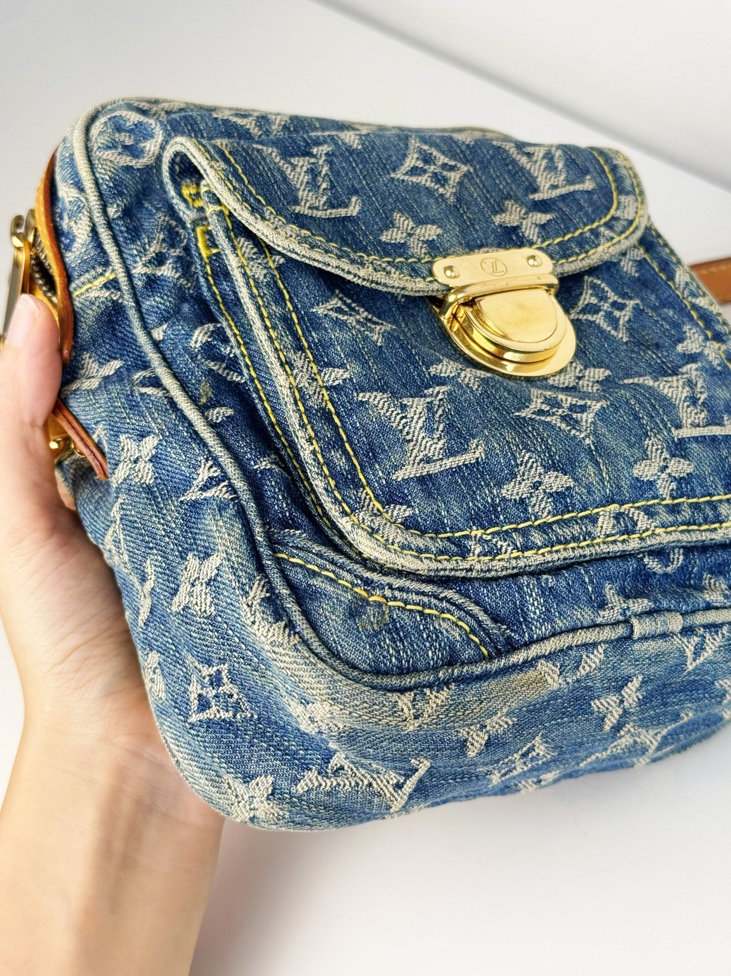 Louis Vuitton Vintage Denim Camera Crossbody Bag