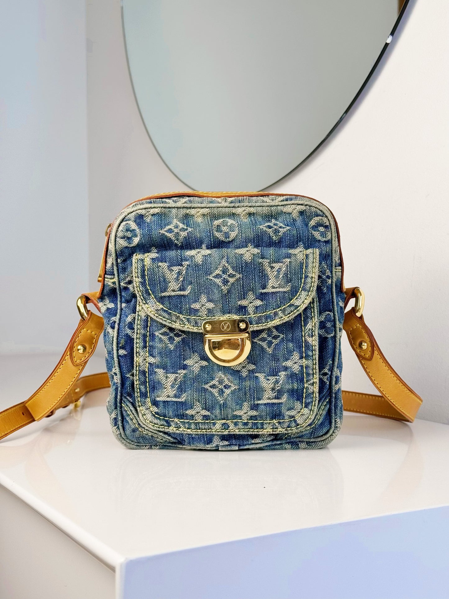 Louis Vuitton Vintage Denim Camera Crossbody Bag