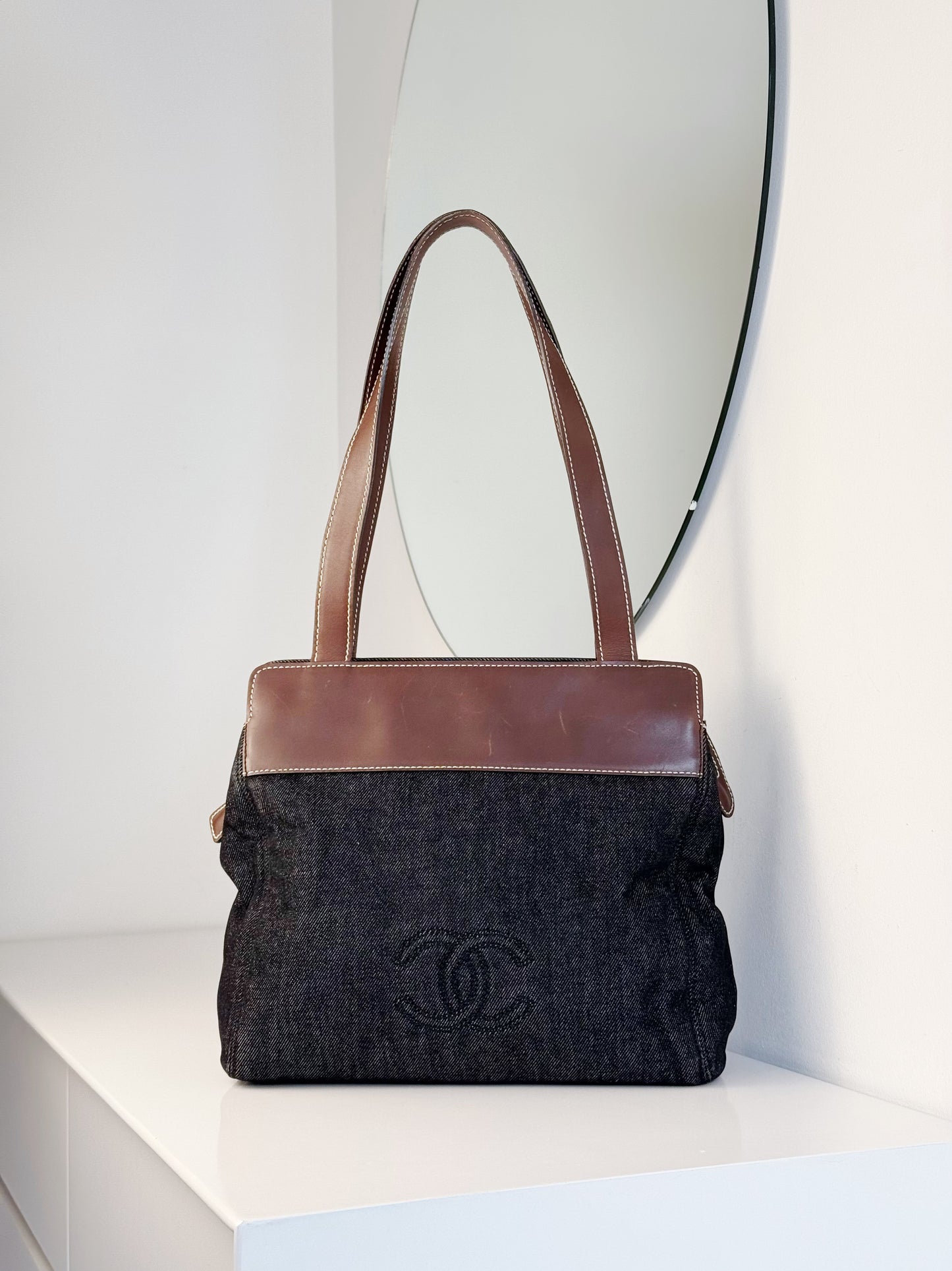Chanel Vintage Denim Tote Shoulder Bag
