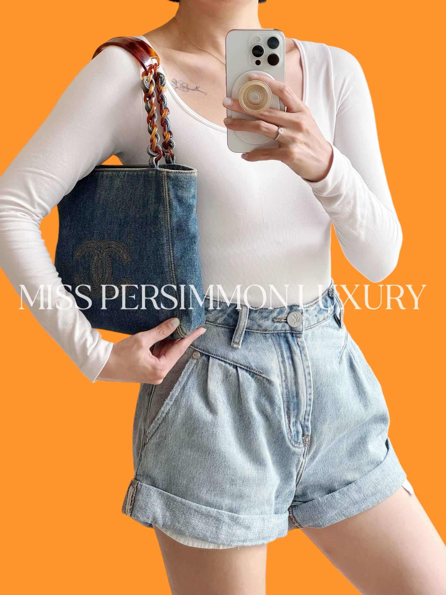 Chanel Vintage Denim Coco Mark Shoulder Tote Bag