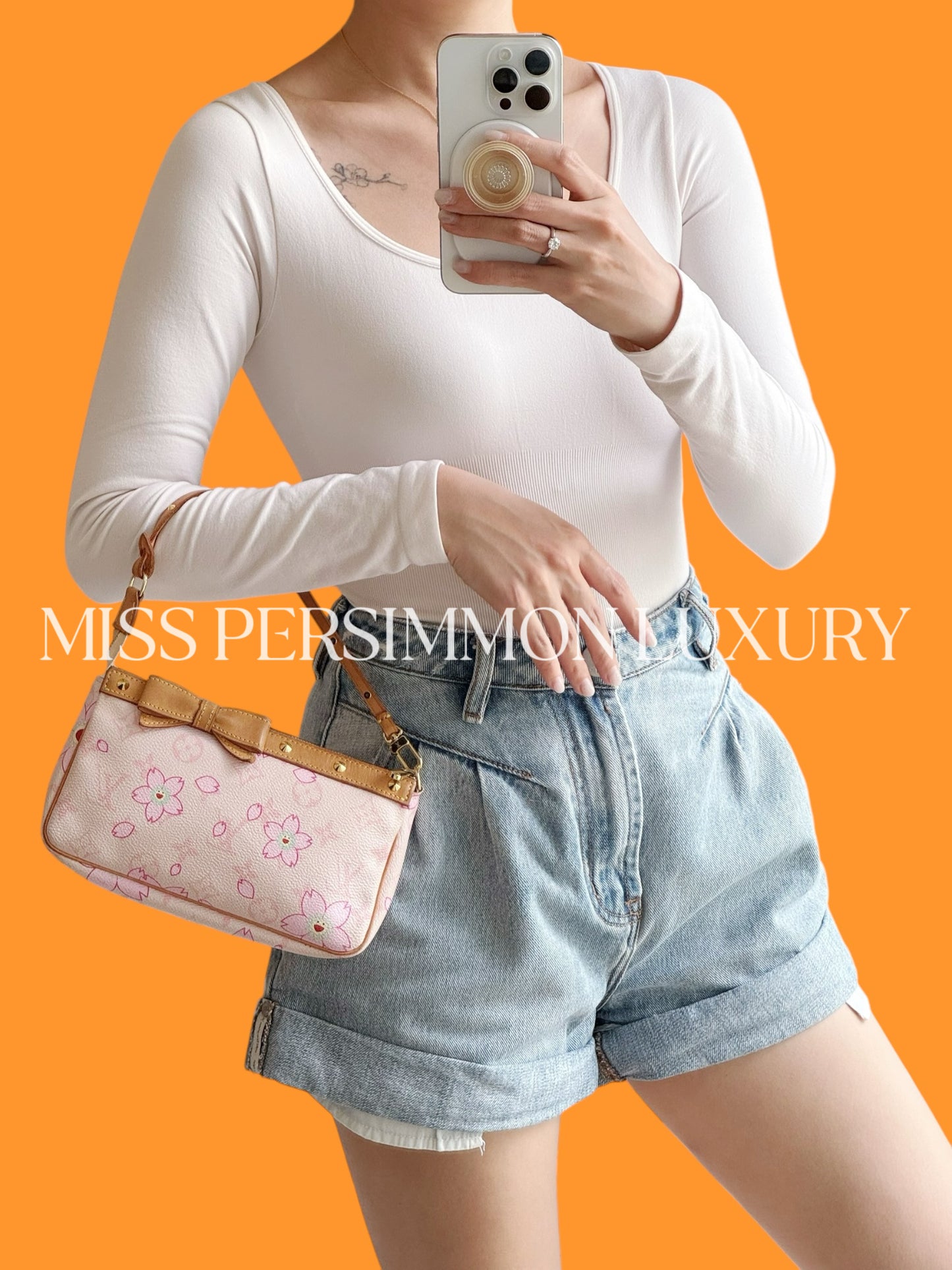 Louis Vuitton Murakami Takashi Limited Edition Cherry Blossom Pochette Accessoires Shoulder Crossbody Bag