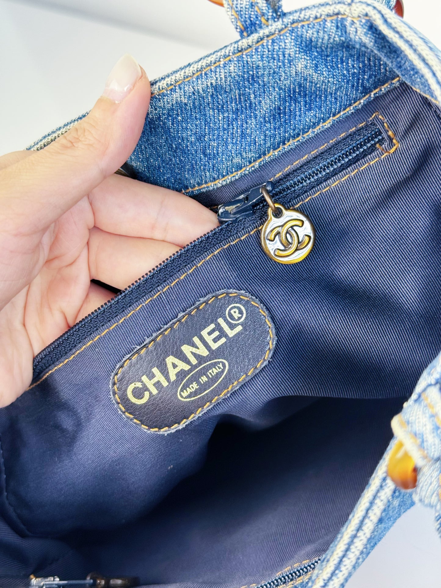 Chanel Vintage Denim Coco Mark Shoulder Tote Bag