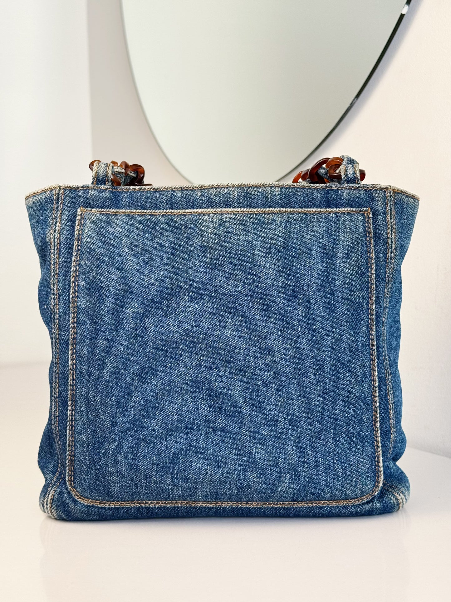 Chanel Vintage Denim Coco Mark Shoulder Tote Bag