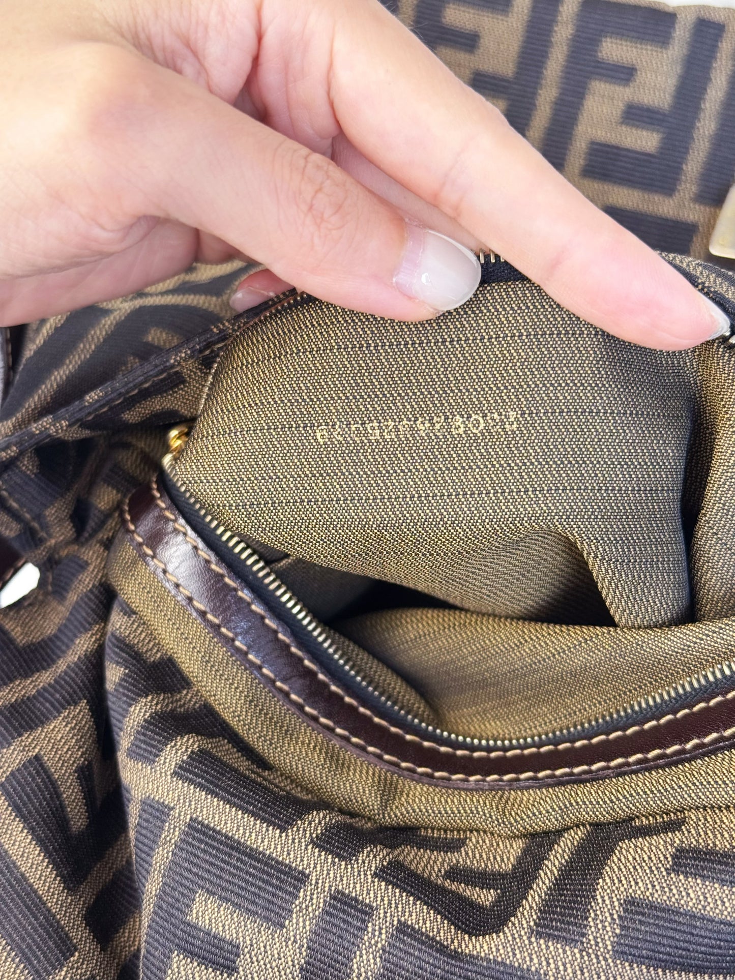 Fendi Vintage Zucca Mamma Gold Baguette Shoulder Bag