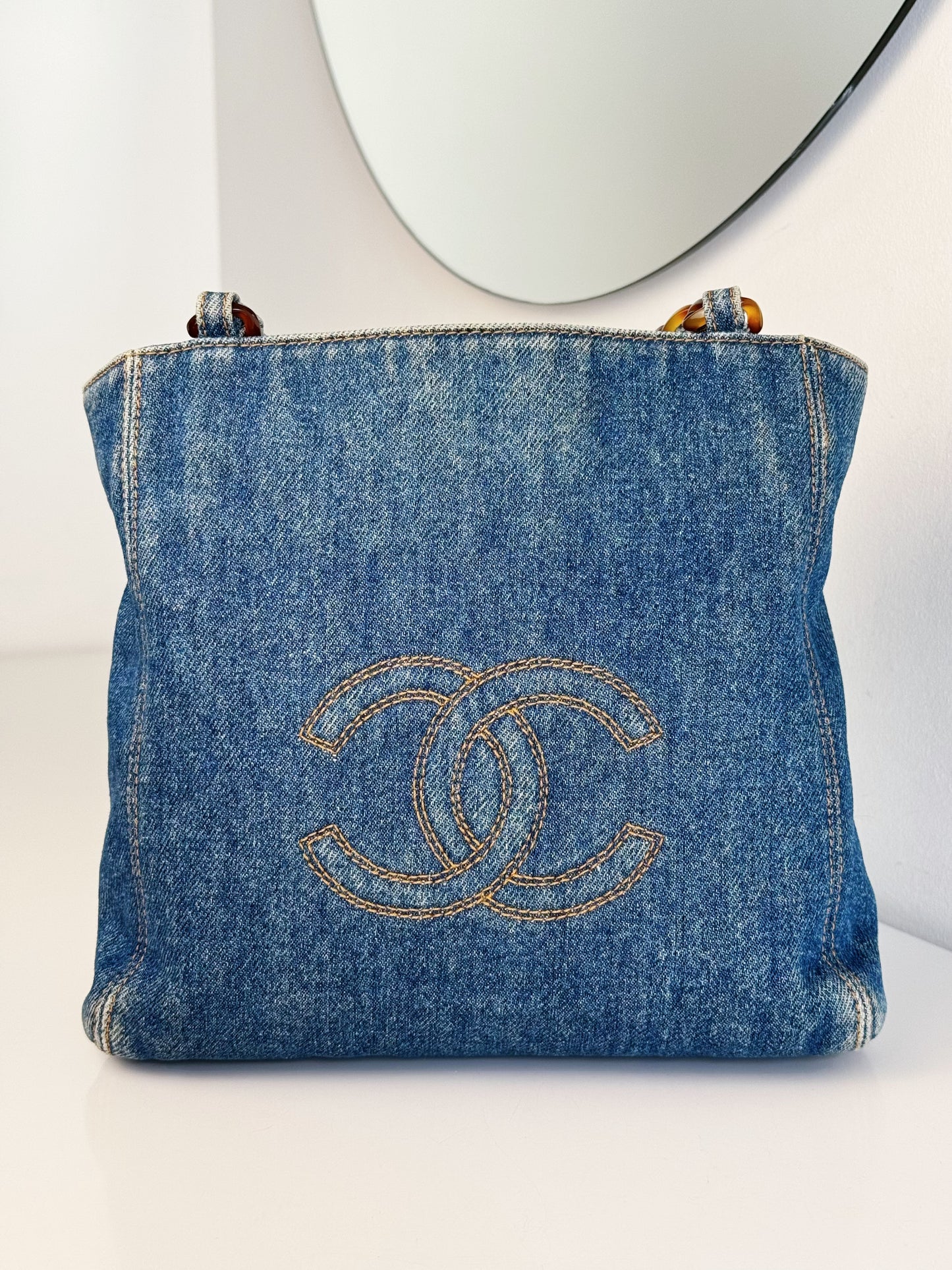 Chanel Vintage Denim Coco Mark Shoulder Tote Bag