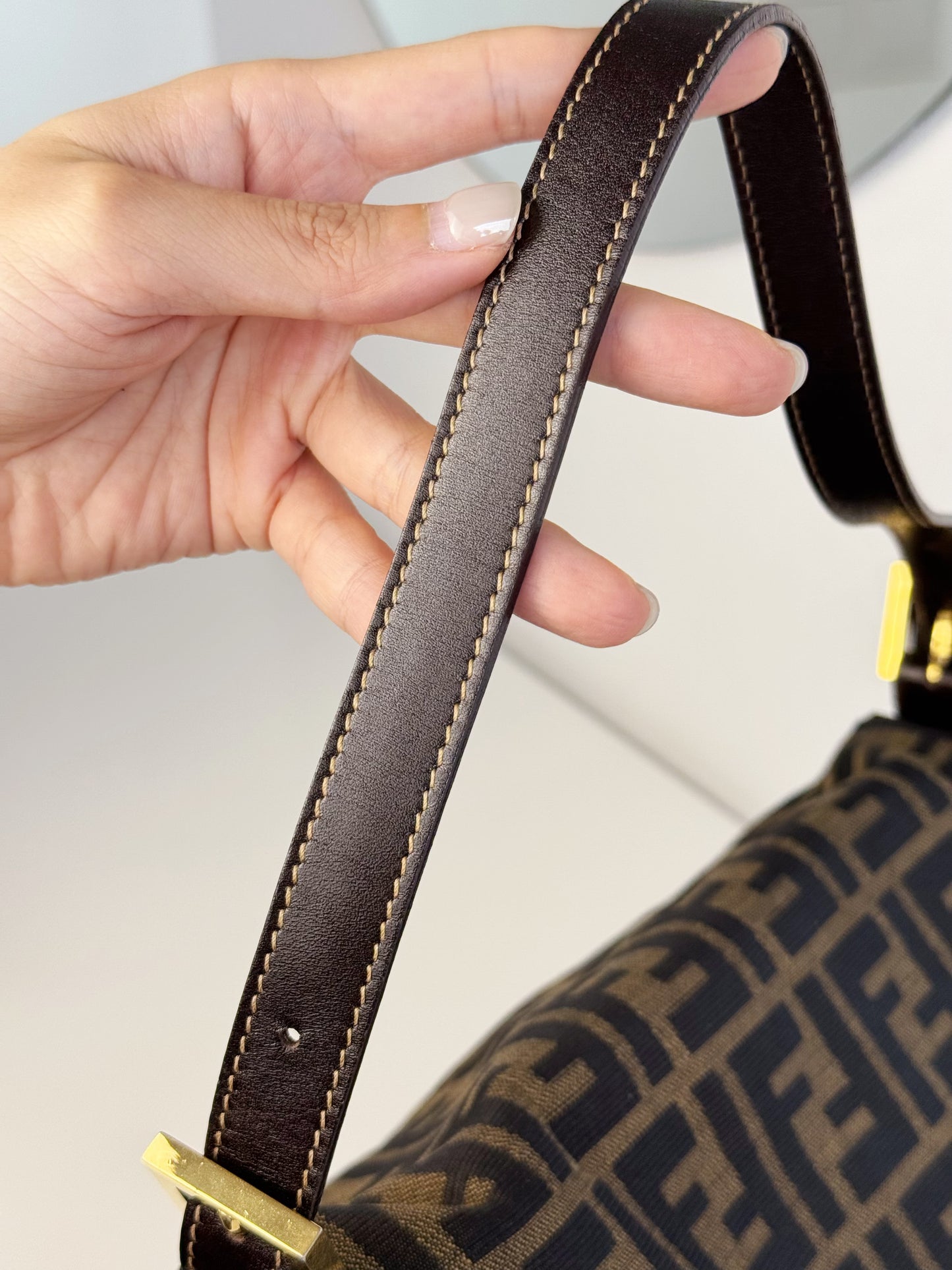 Fendi Vintage Zucca Mamma Gold Baguette Shoulder Bag