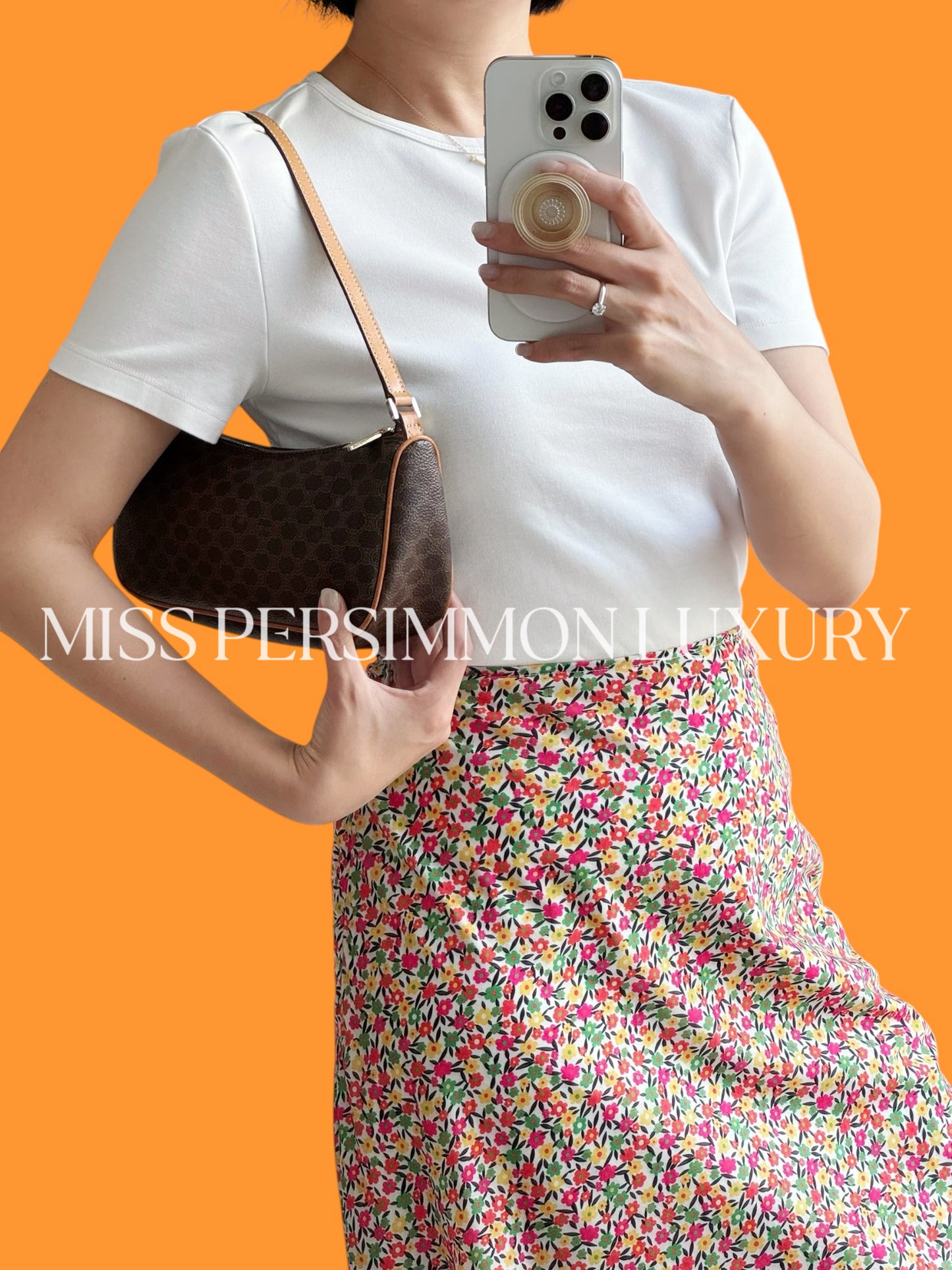 Celine Vintage Macadam Pattern One Shoulder Bag