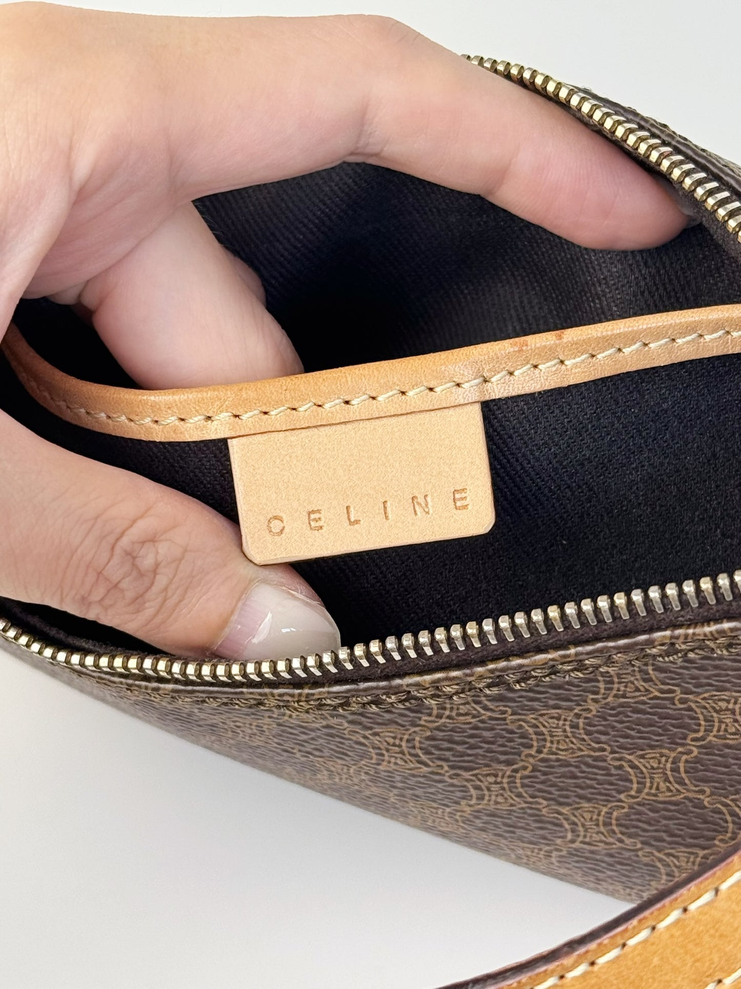 Celine Vintage Macadam Pattern One Shoulder Bag