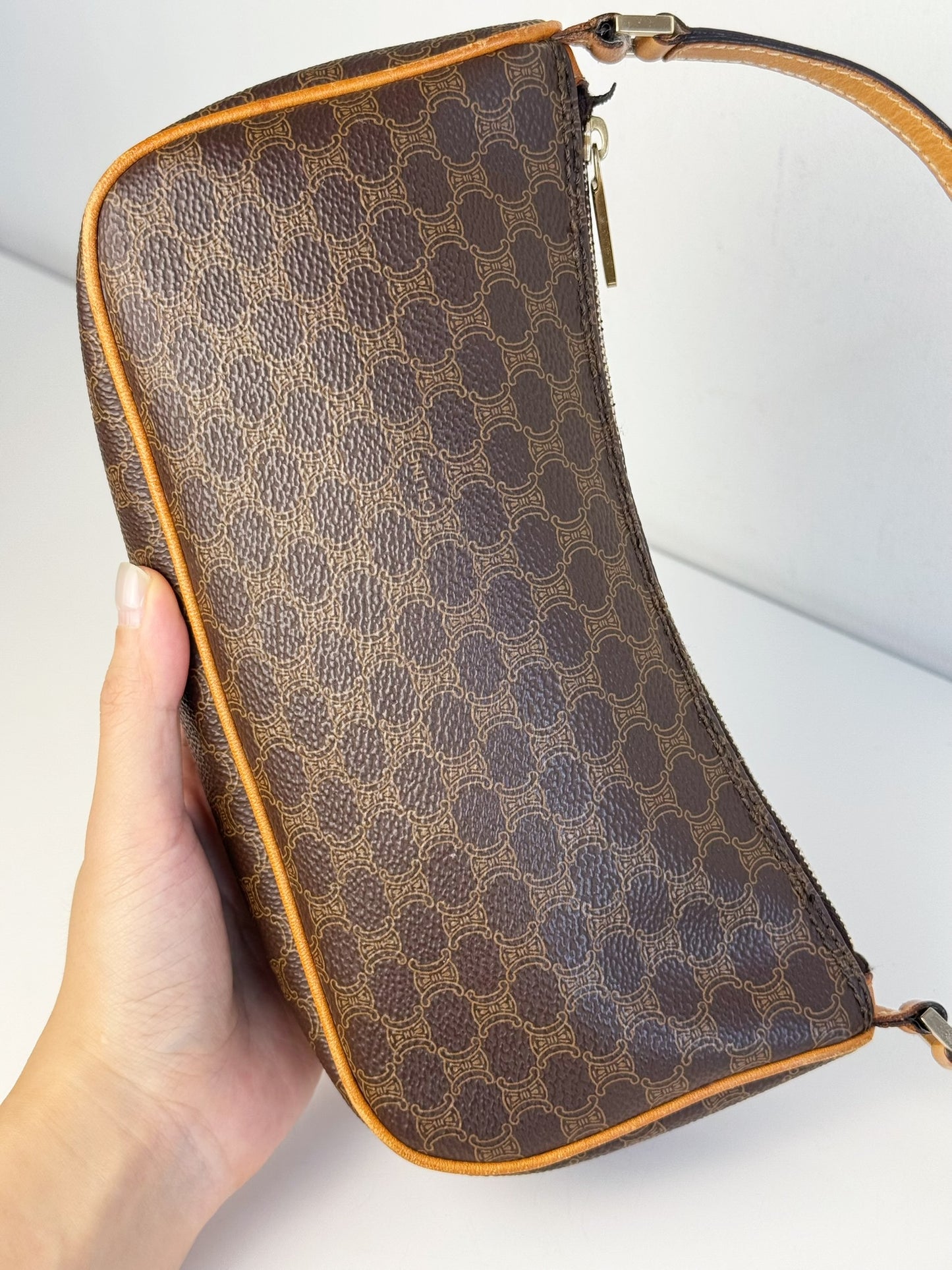 Celine Vintage Macadam Pattern One Shoulder Bag