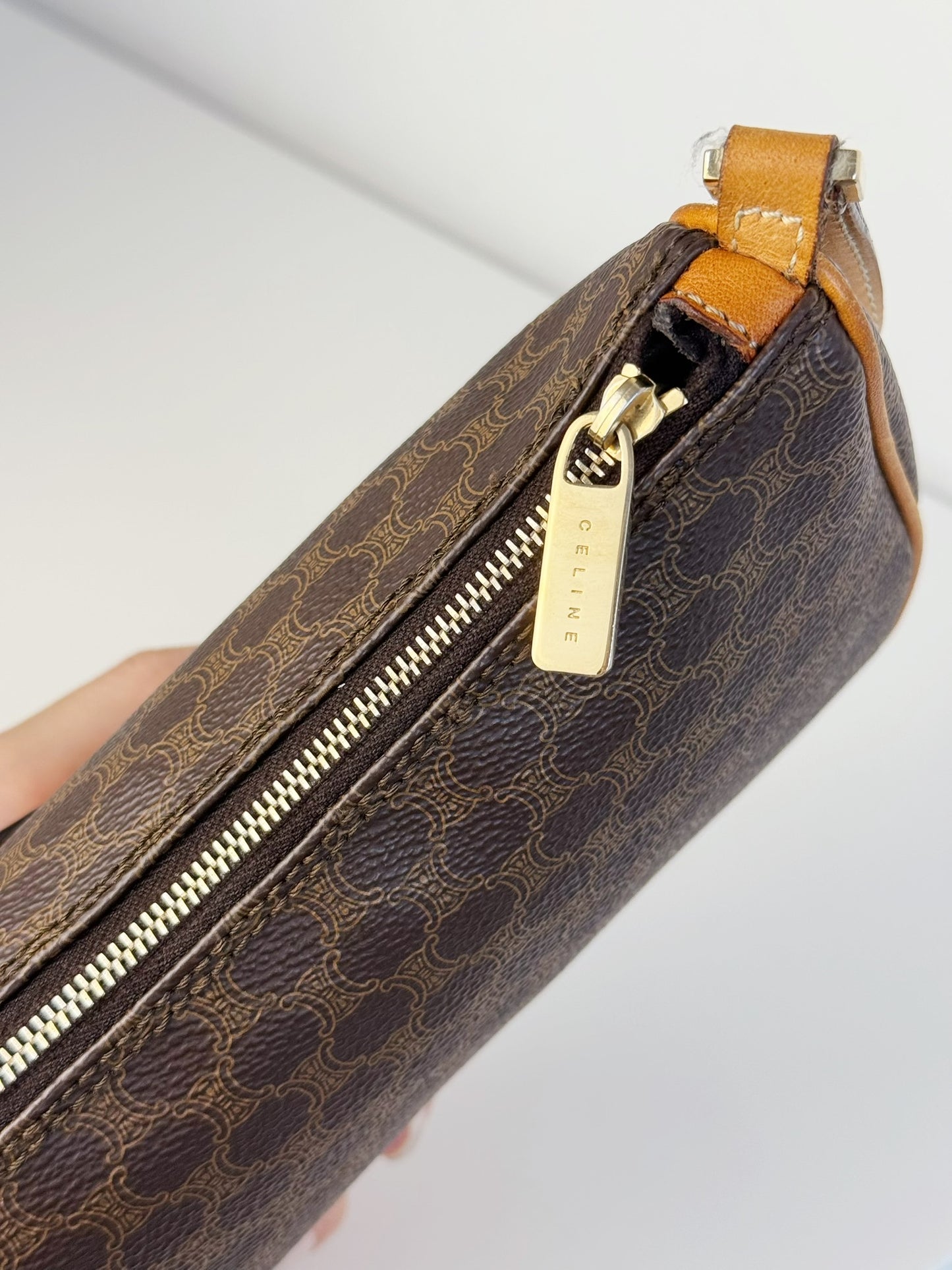 Celine Vintage Macadam Pattern One Shoulder Bag