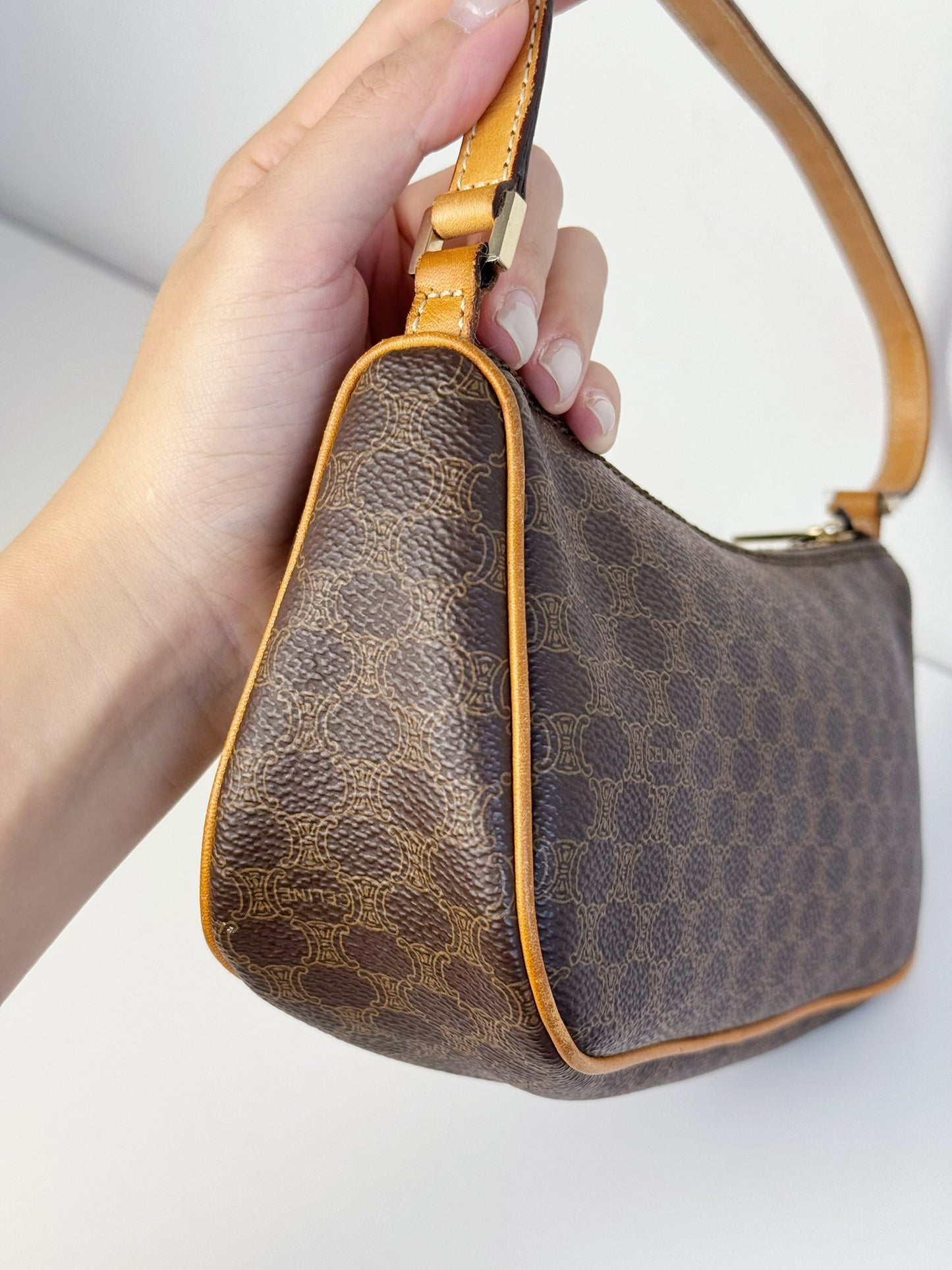 Celine Vintage Macadam Pattern One Shoulder Bag