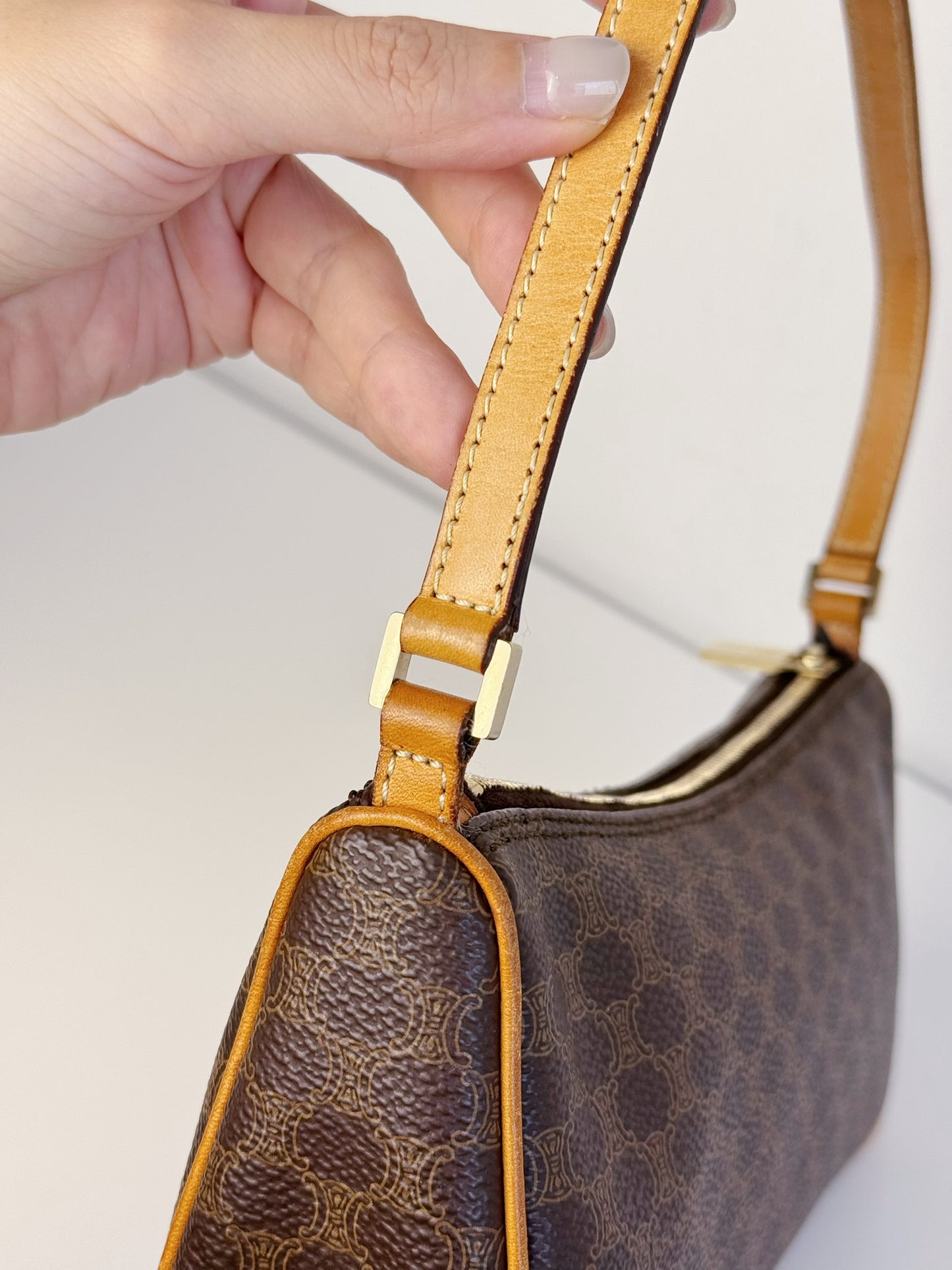 Celine Vintage Macadam Pattern One Shoulder Bag