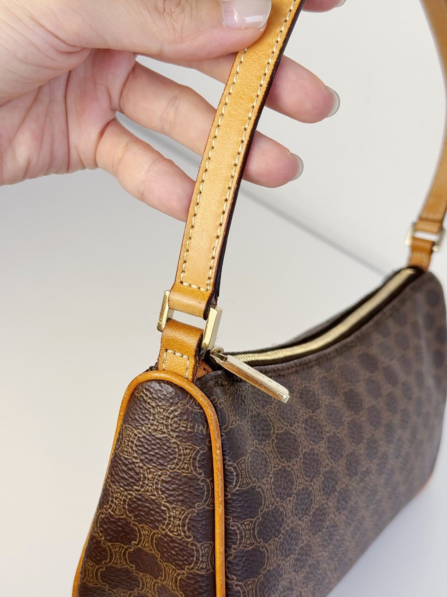 Celine Vintage Macadam Pattern One Shoulder Bag