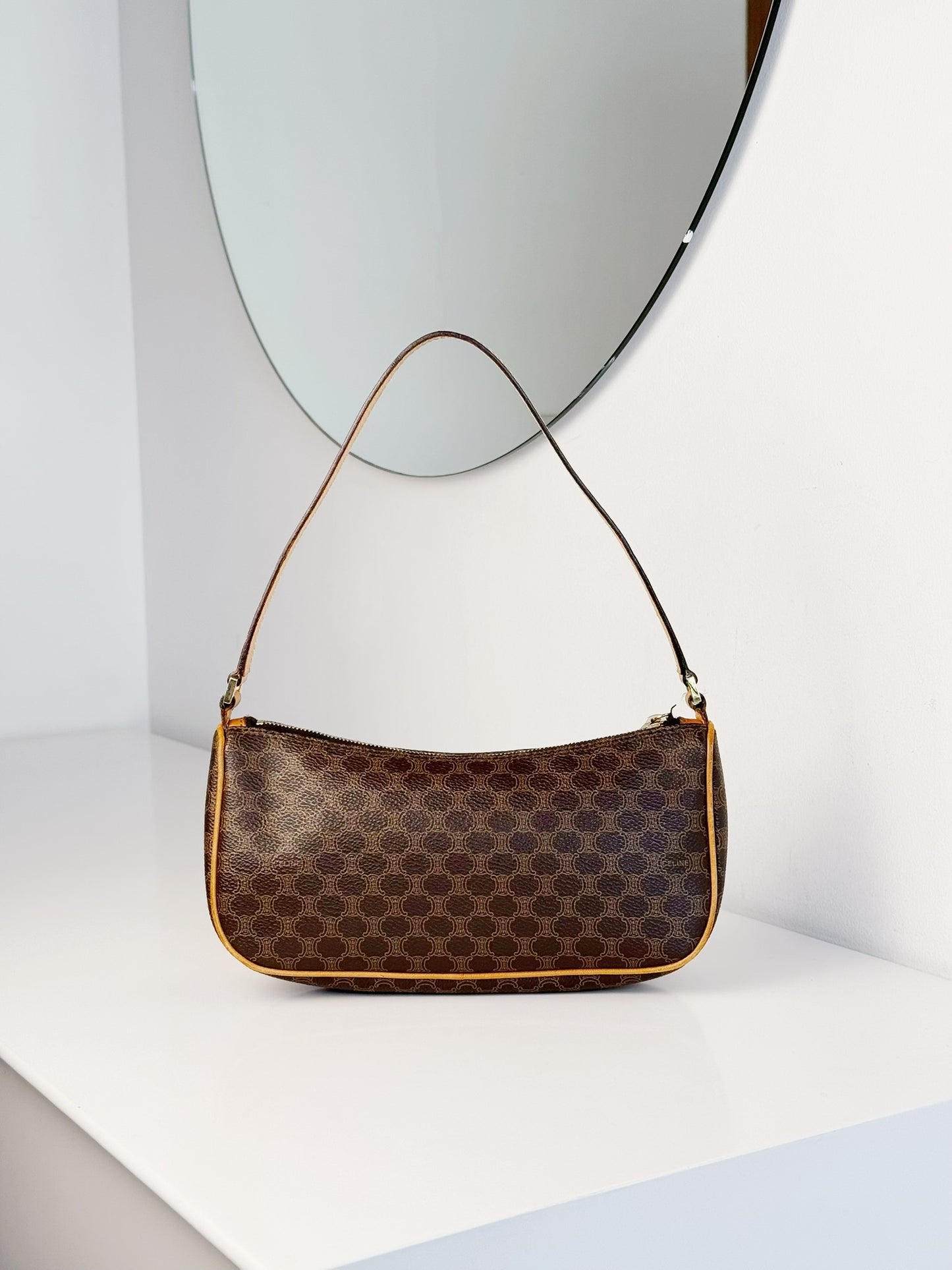 Celine Vintage Macadam Pattern One Shoulder Bag