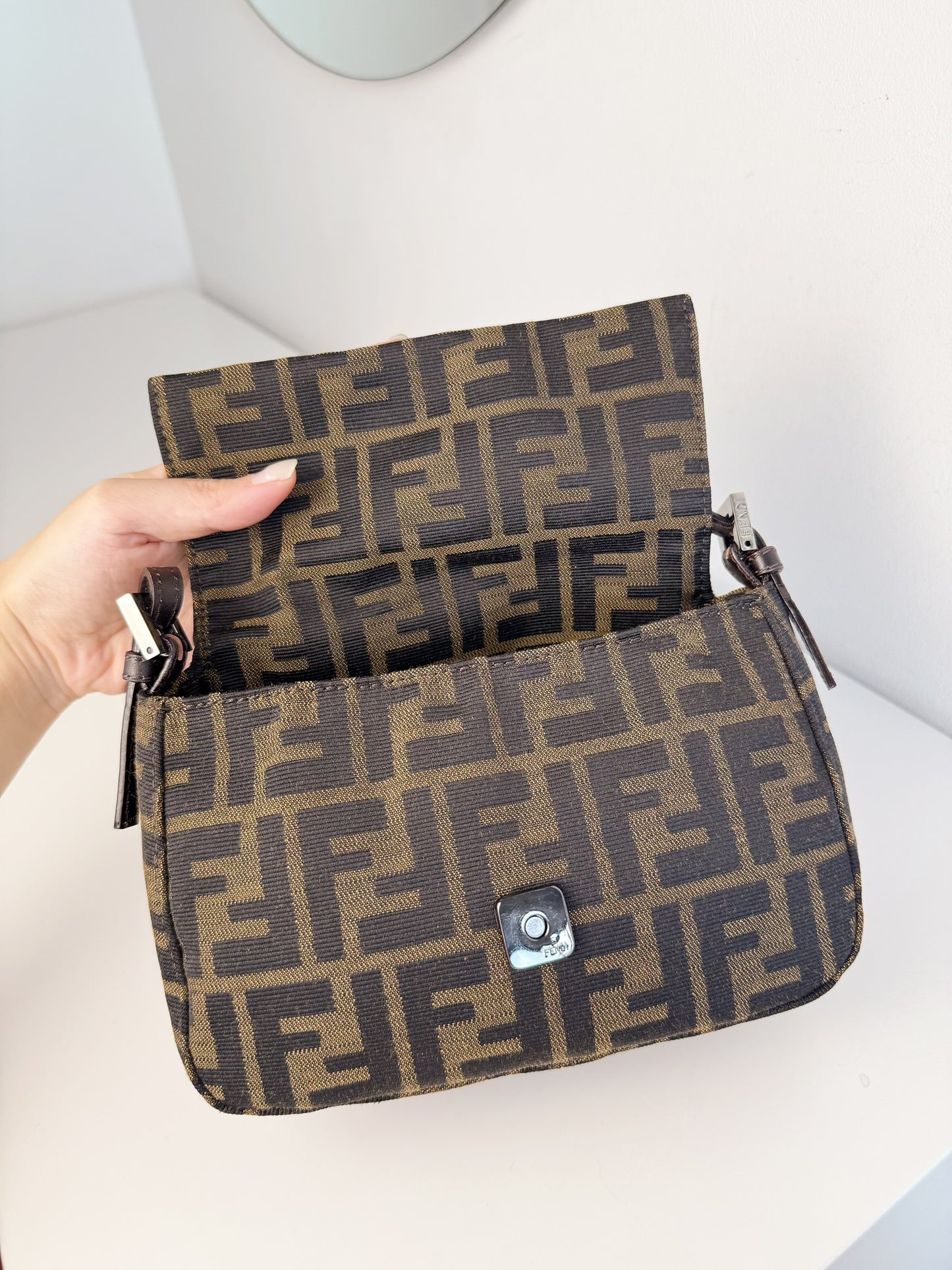 Fendi Vintage Mini Zucca Mamma Baguette Shoulder Bag