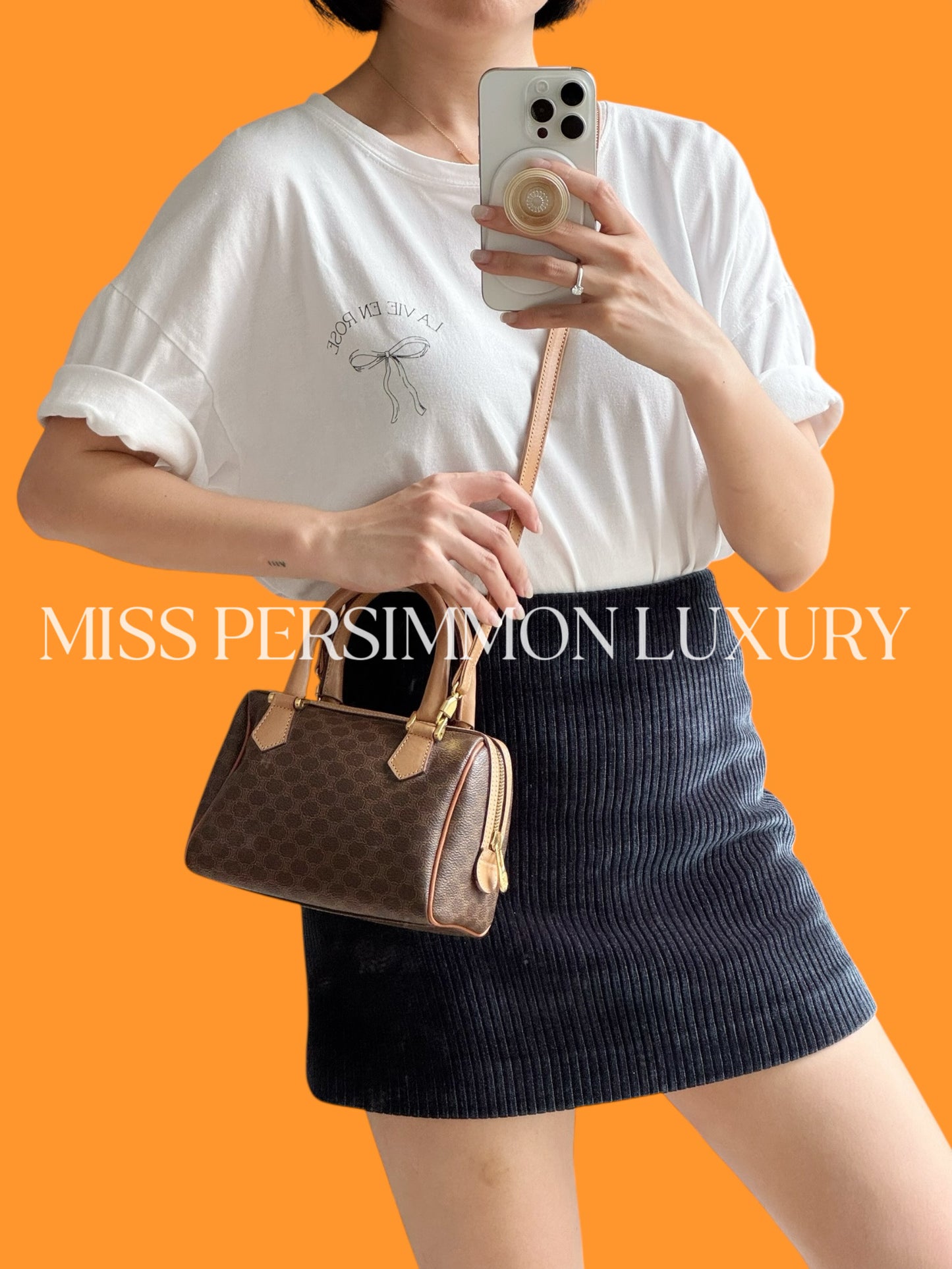 Celine Vintage Macadam Mini Boston Handbag