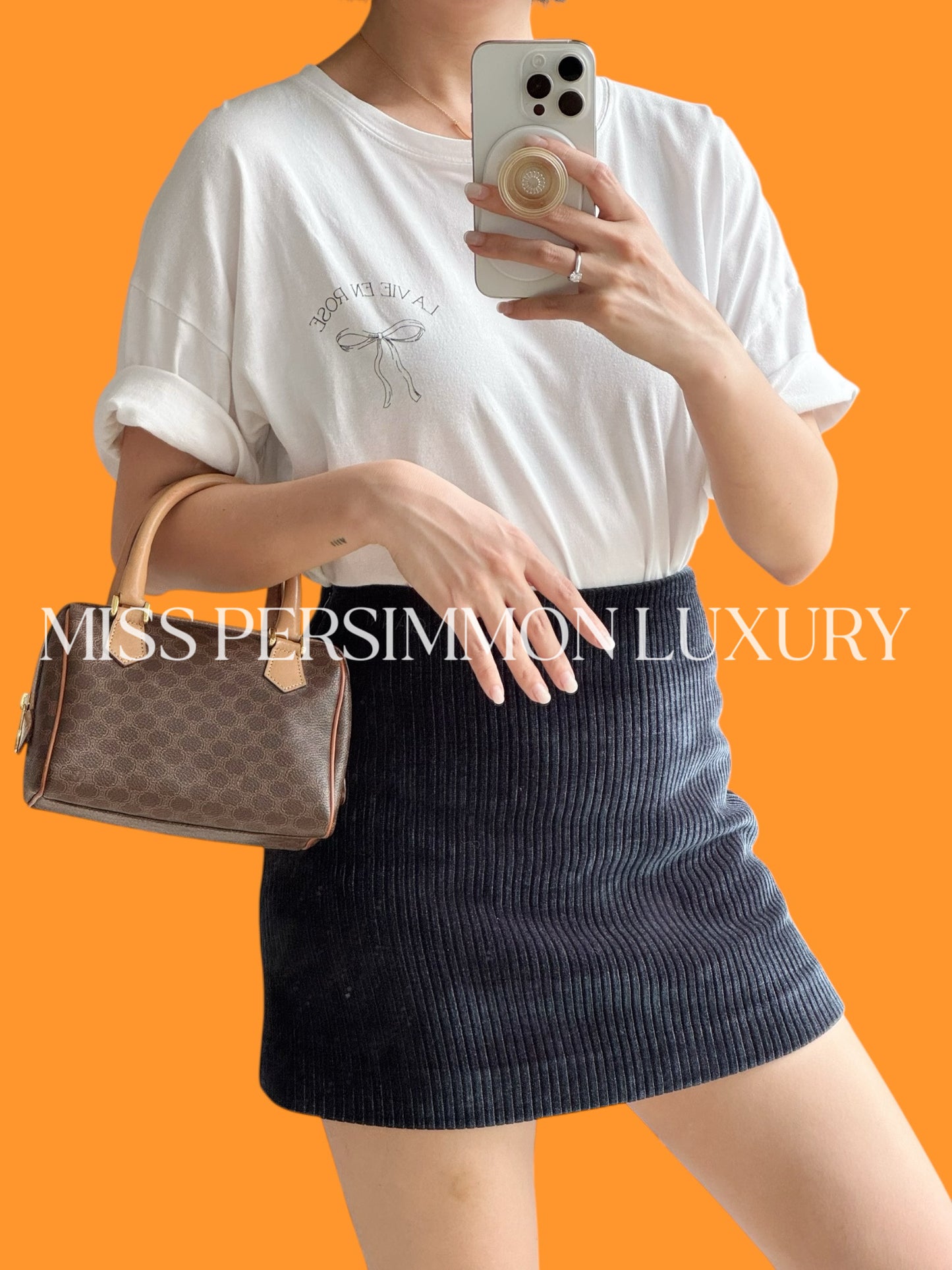 Celine Vintage Macadam Mini Boston Handbag