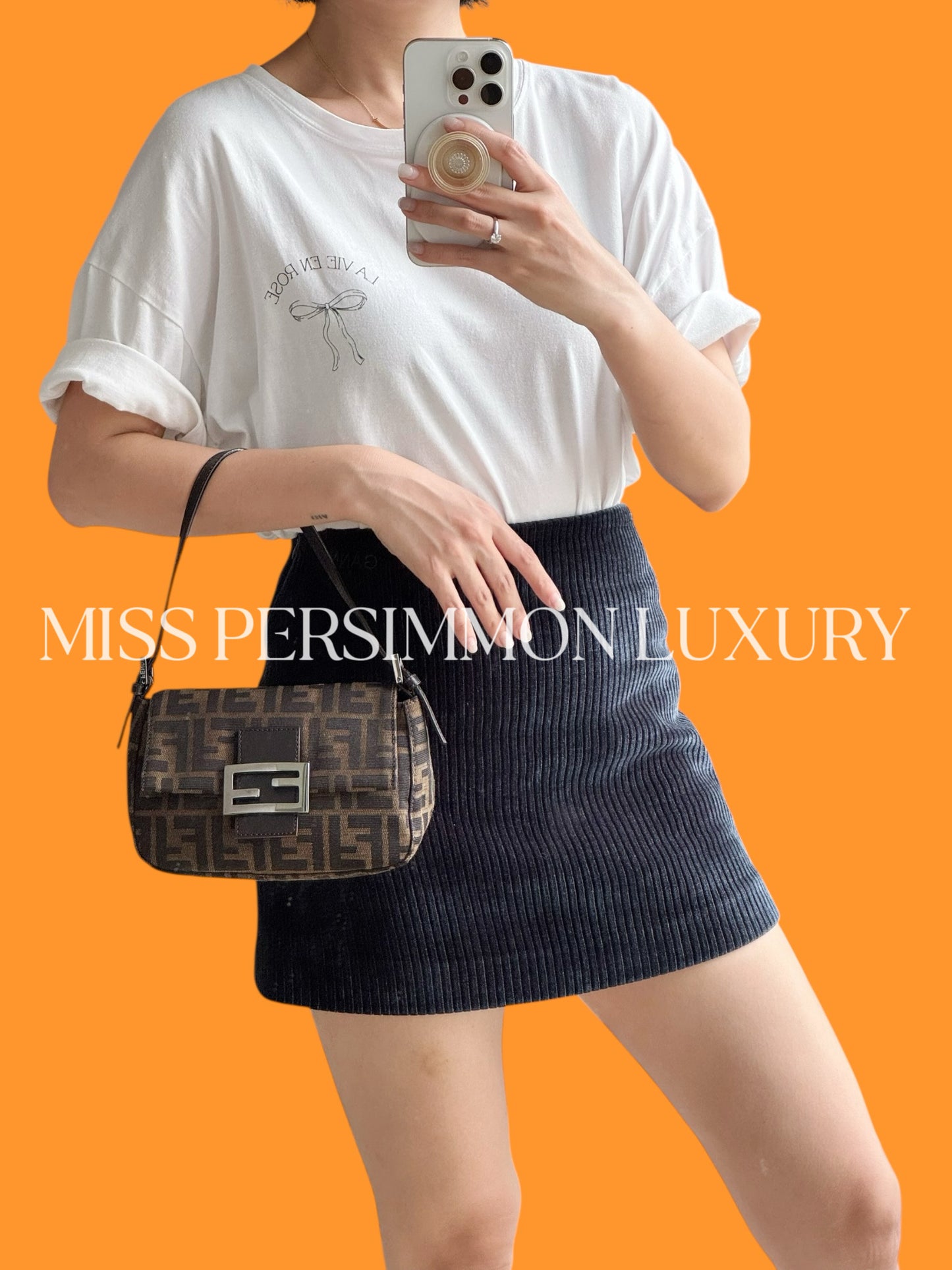Fendi Vintage Mini Zucca Mamma Baguette Shoulder Bag