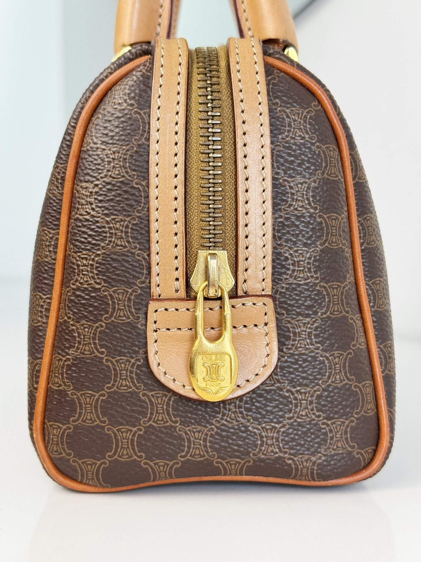 Celine Vintage Macadam Mini Boston Handbag