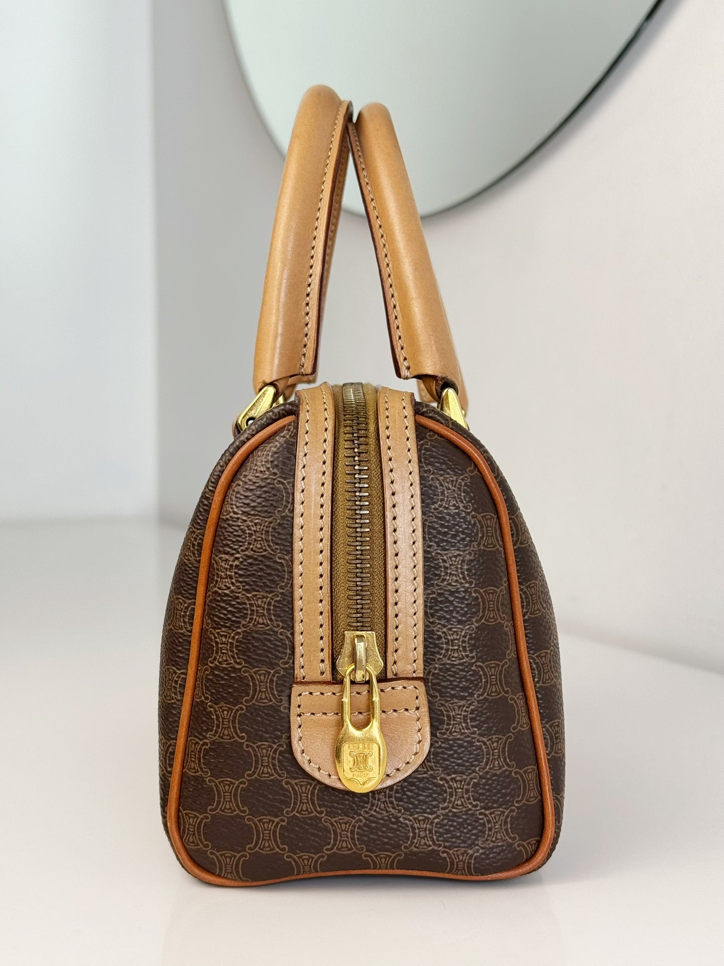 Celine Vintage Macadam Mini Boston Handbag