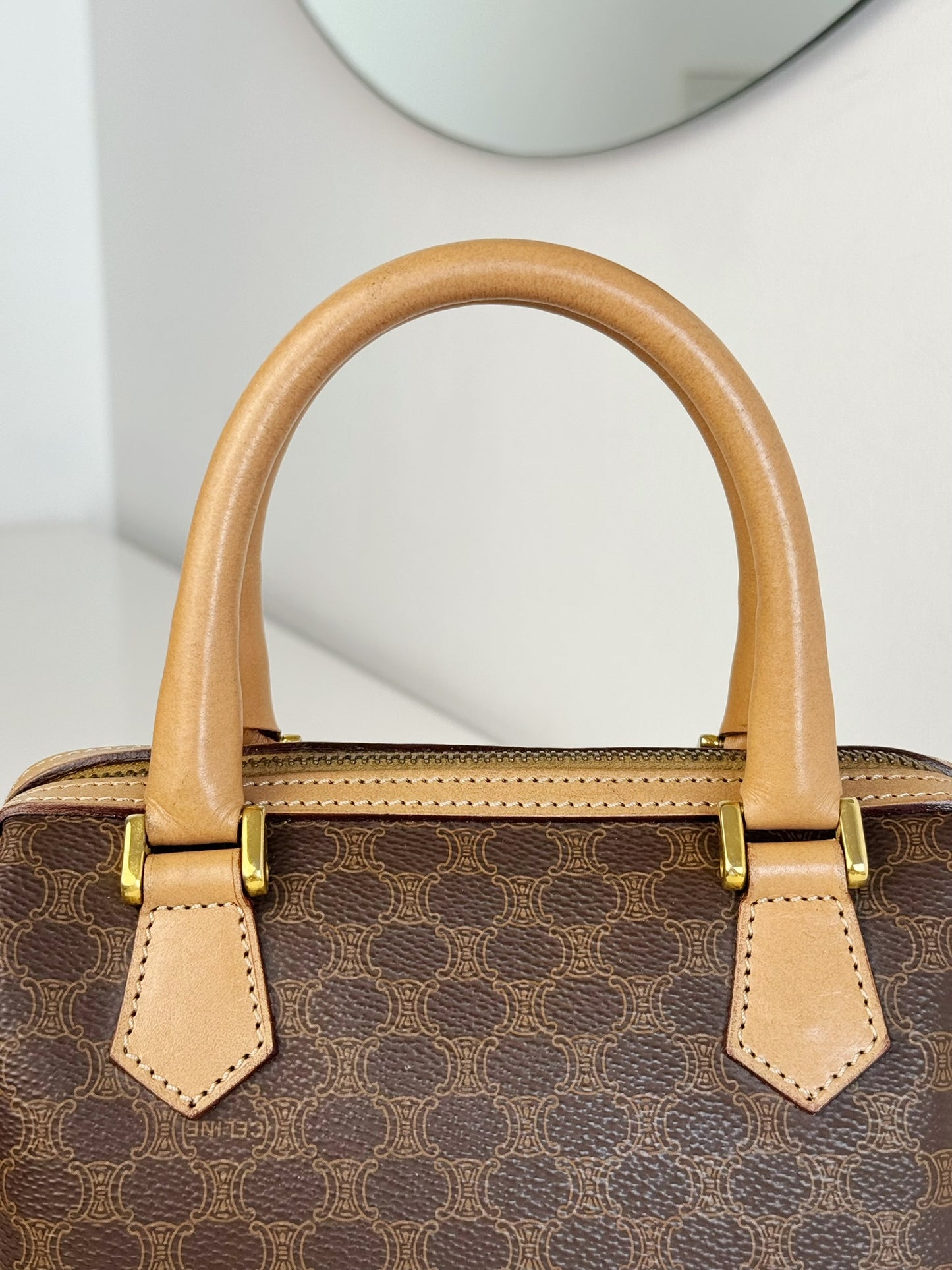 Celine Vintage Macadam Mini Boston Handbag