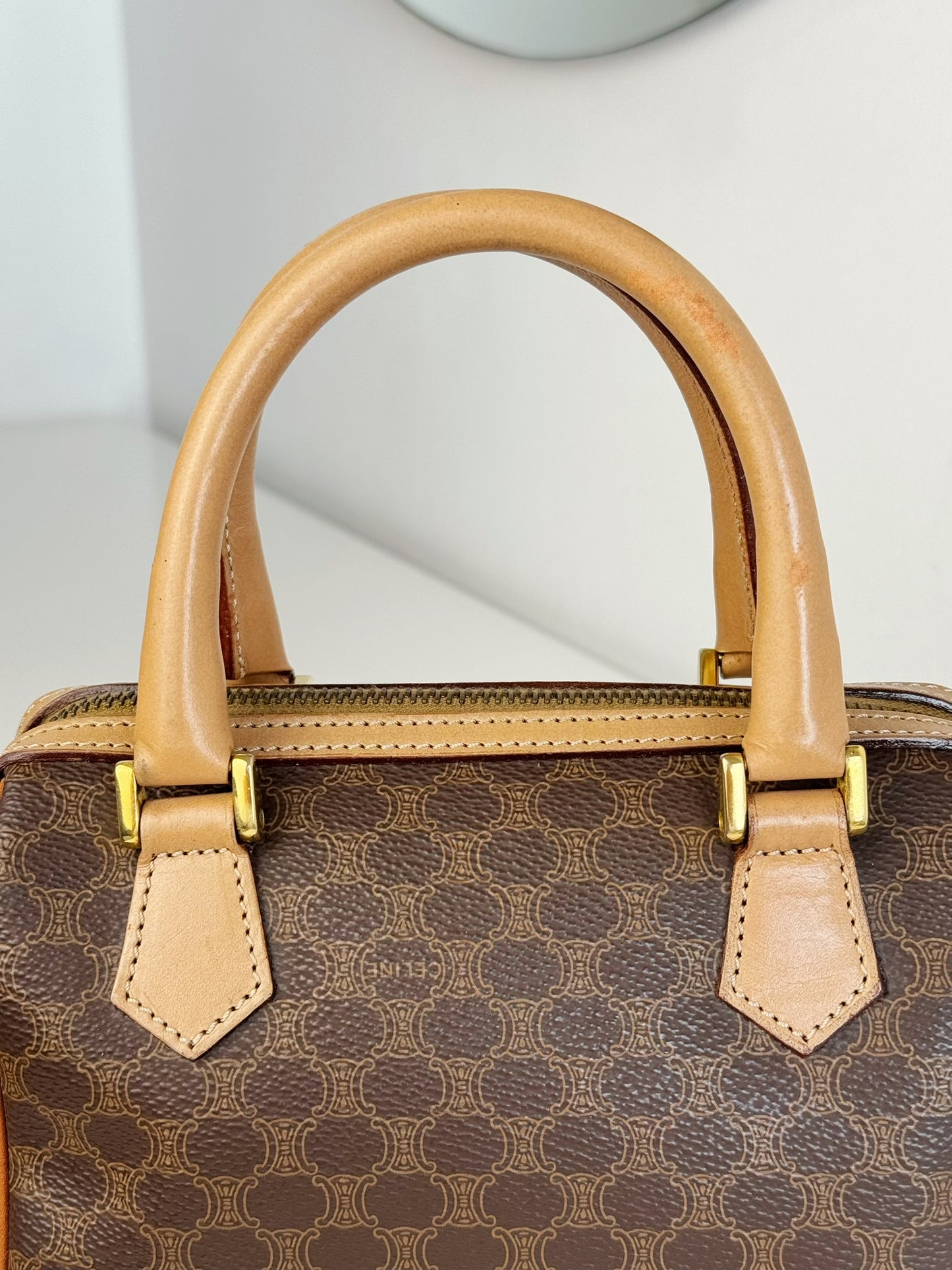 Celine Vintage Macadam Mini Boston Handbag
