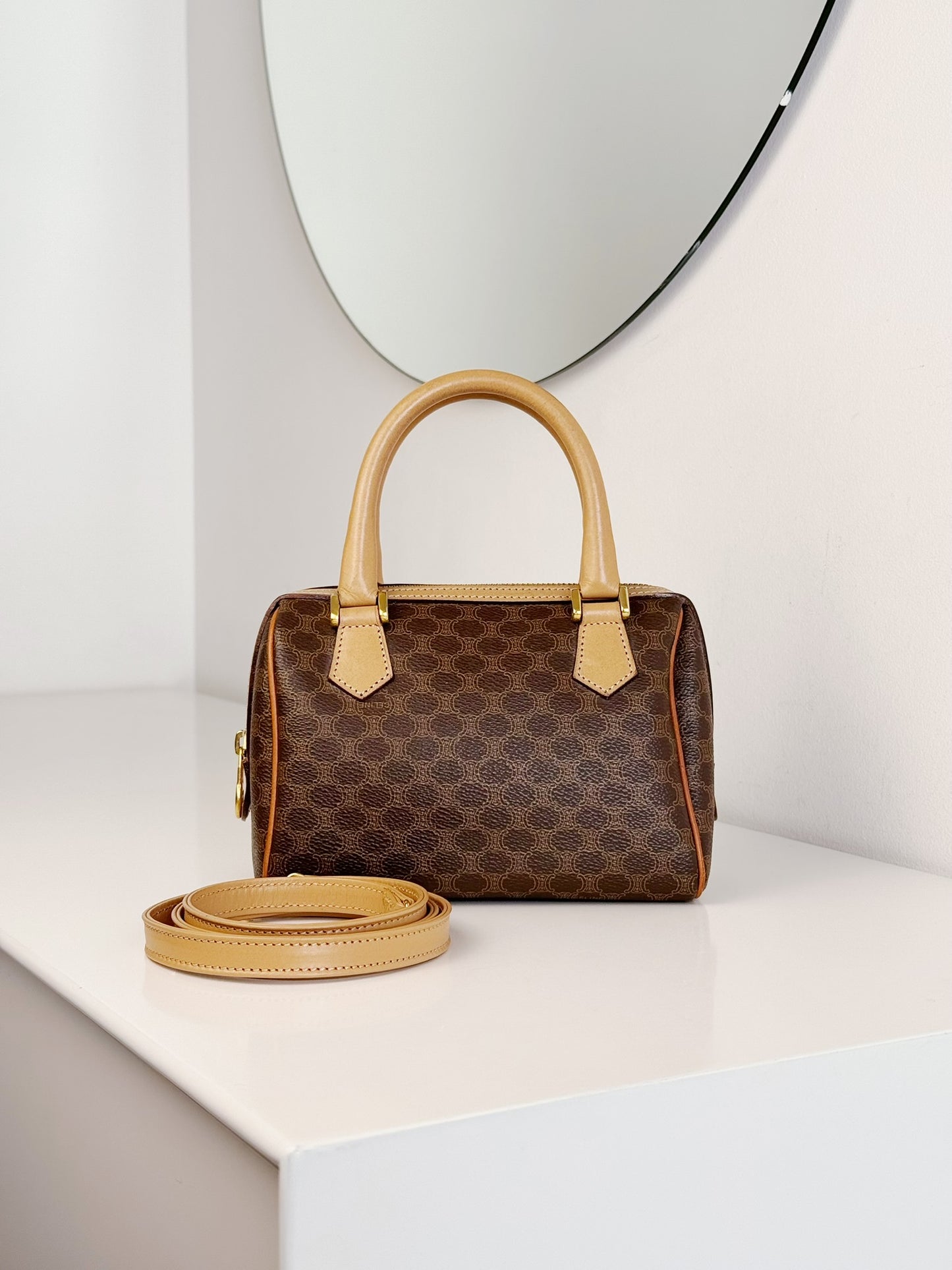 Celine Vintage Macadam Mini Boston Handbag