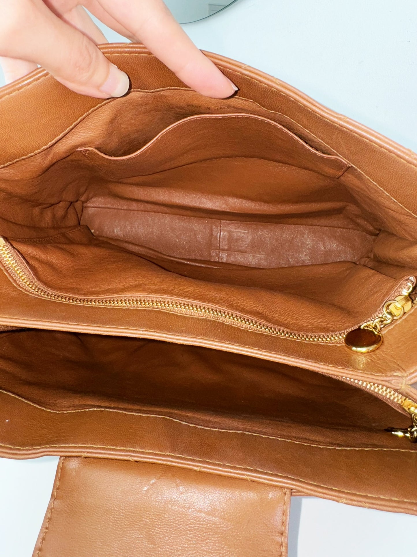 Chanel Vintage Matlasse Turnlock Cocomark Leather Tote Shoulder Bag