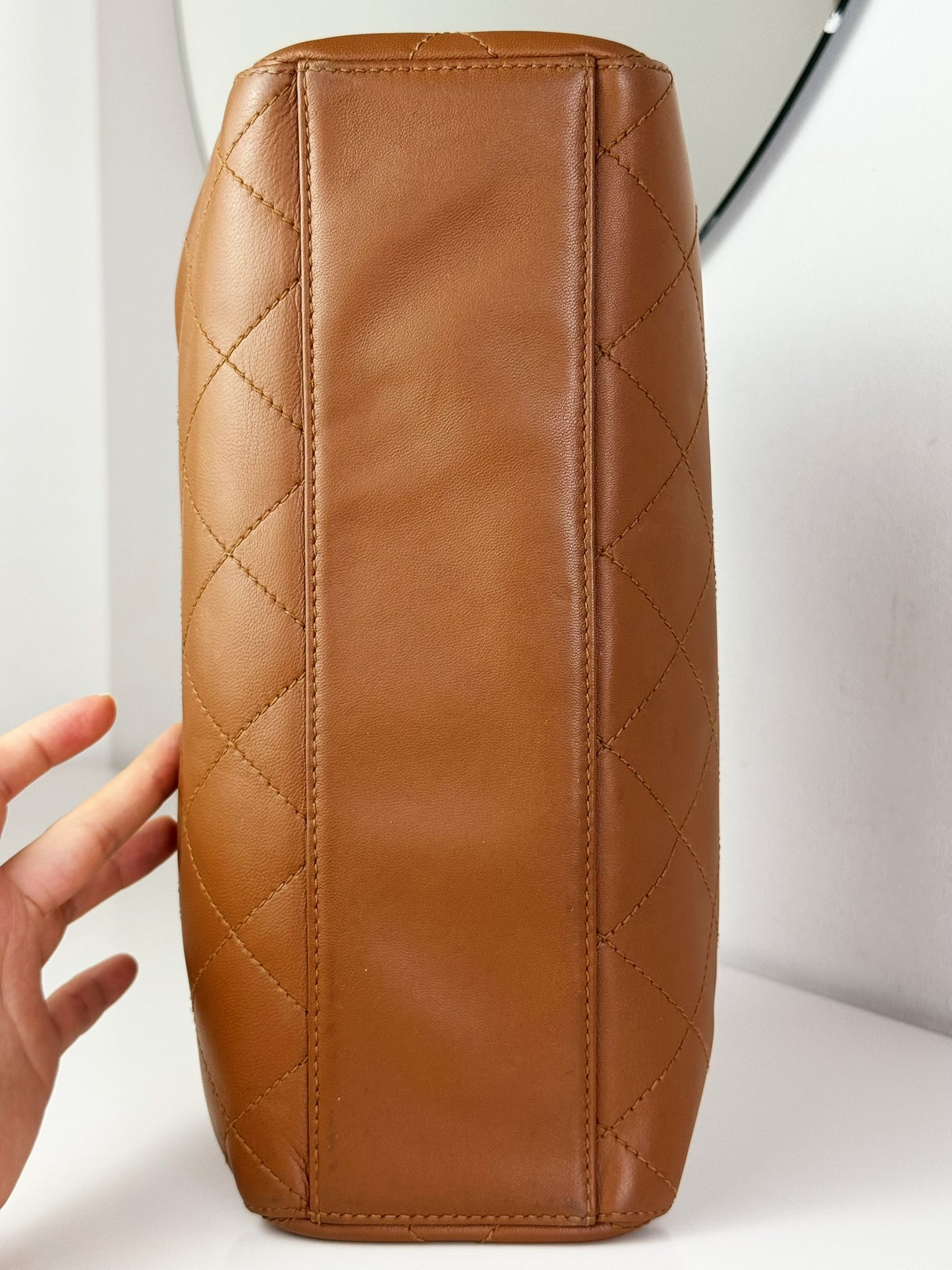 Chanel Vintage Matlasse Turnlock Cocomark Leather Tote Shoulder Bag