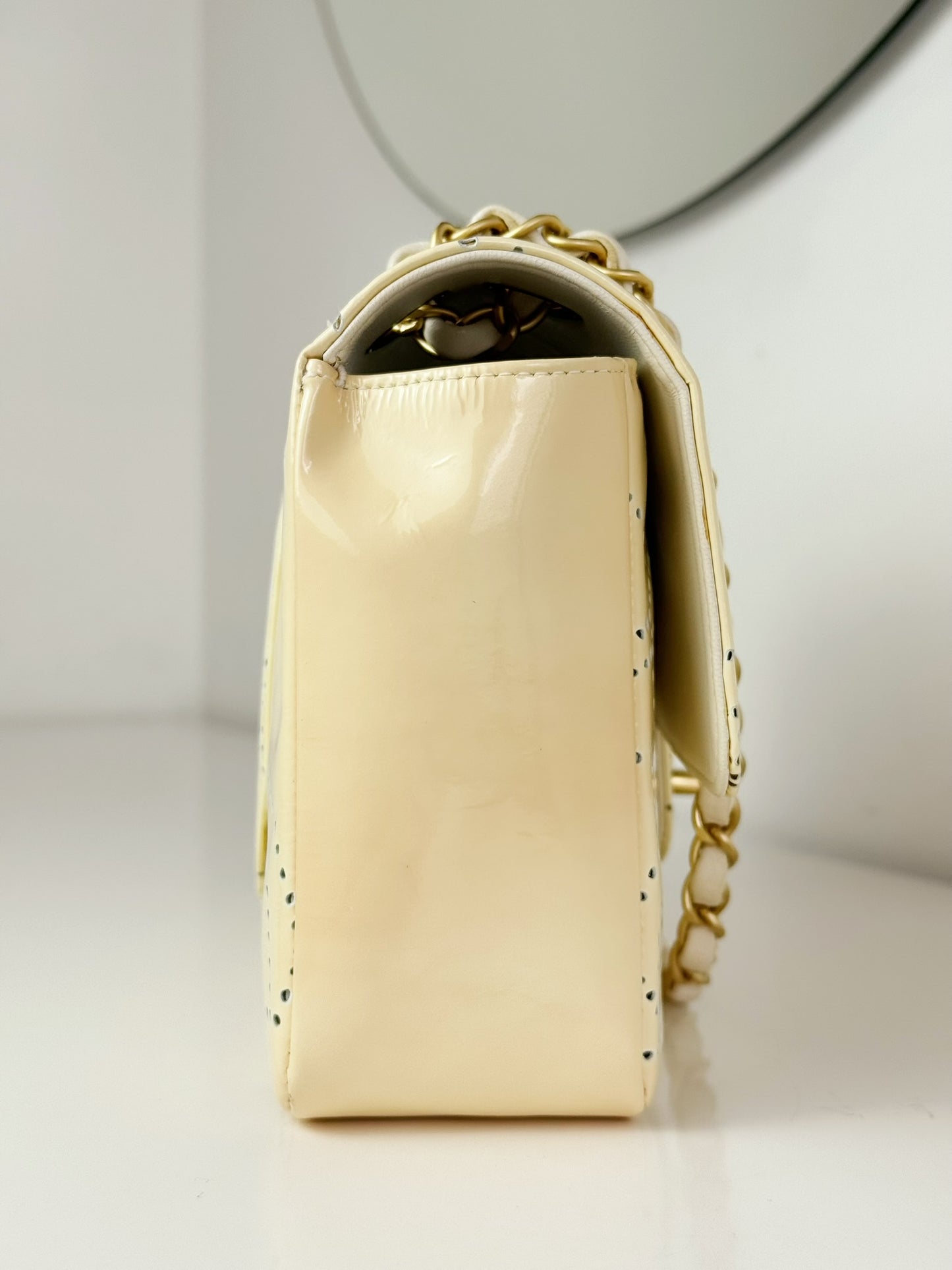 Chanel Vintage Perforated Camellia Classic Flap Shoulder Crossbody Bag