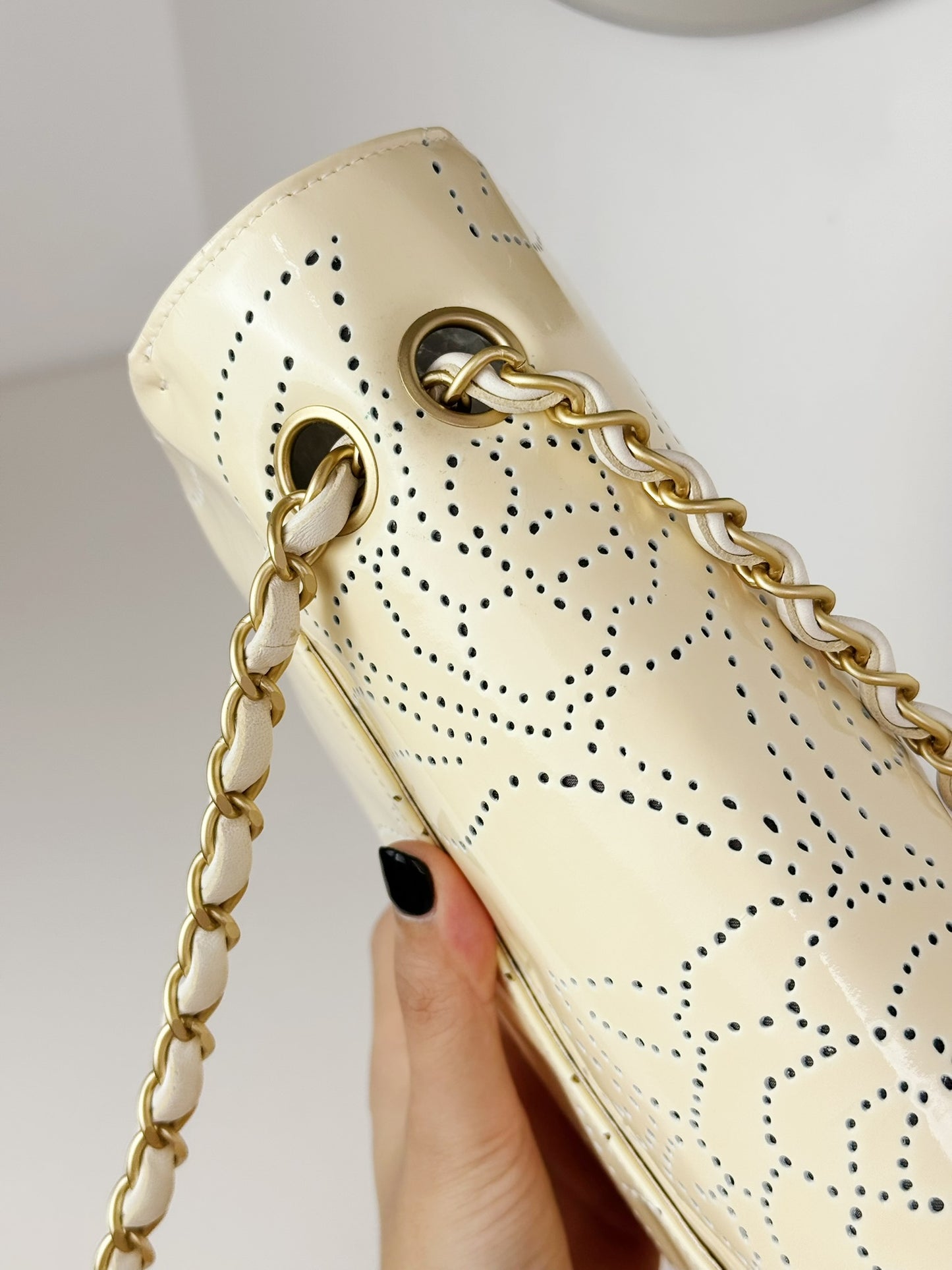 Chanel Vintage Perforated Camellia Classic Flap Shoulder Crossbody Bag