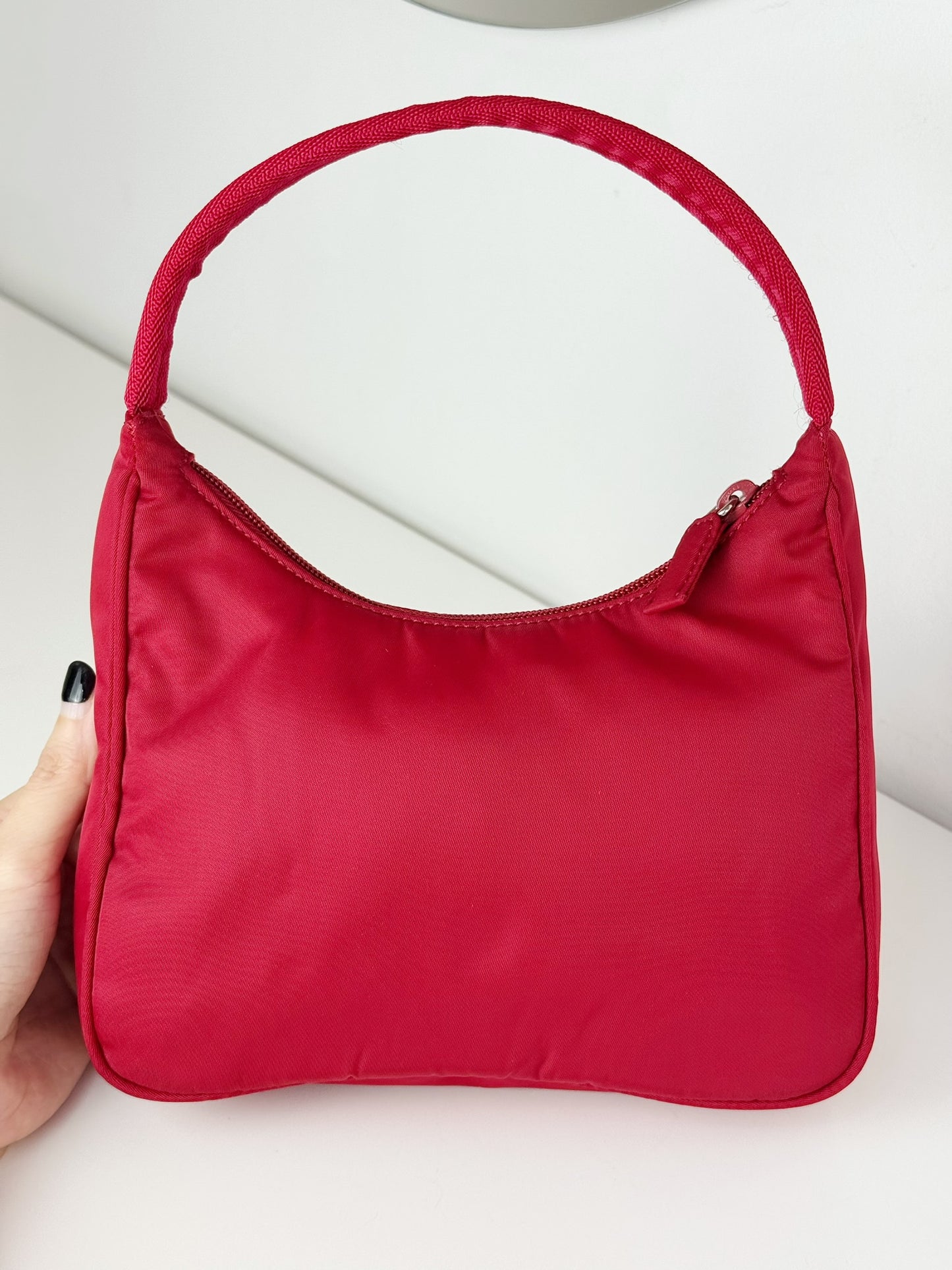 Prada Vintage Nylon Hobo Red Shoulder Bag