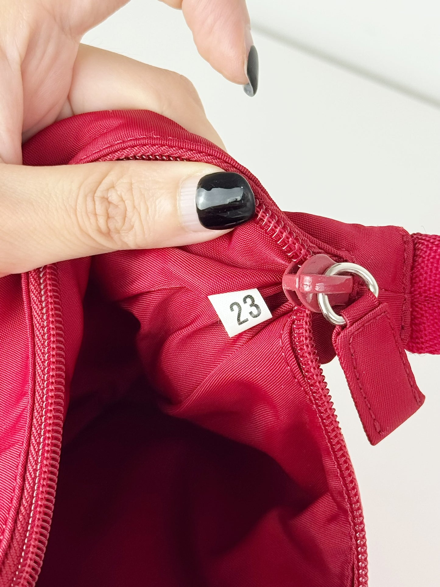 Prada Vintage Nylon Hobo Red Shoulder Bag
