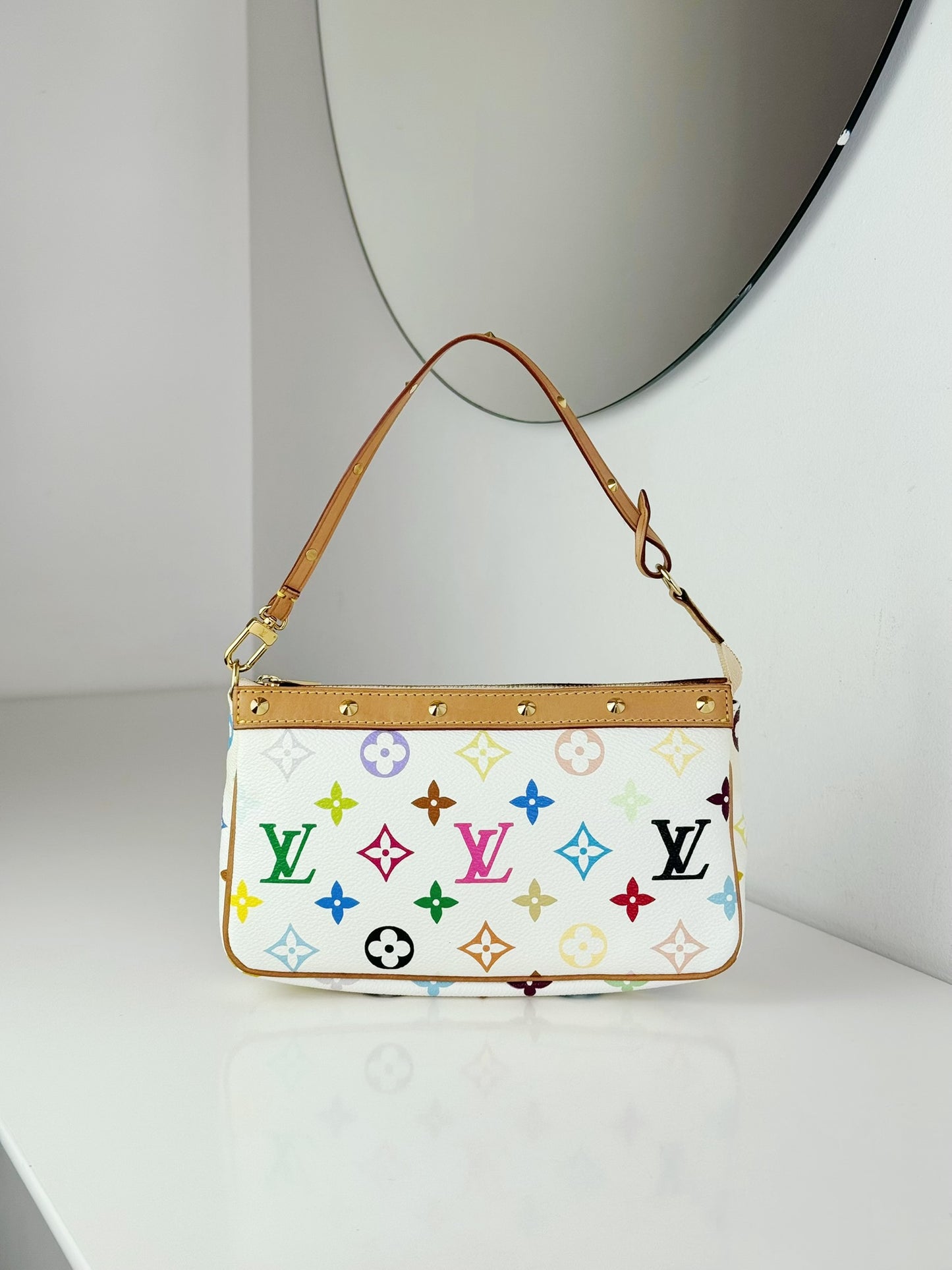 Louis Vuitton Vintage Takashi Murakami Multicolor Pochette Accessoires Shoulder Crossbody Bag