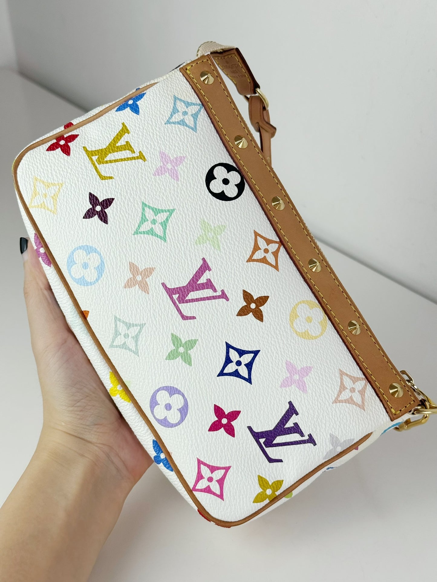 Louis Vuitton Vintage Takashi Murakami Multicolor Pochette Accessoires Shoulder Crossbody Bag