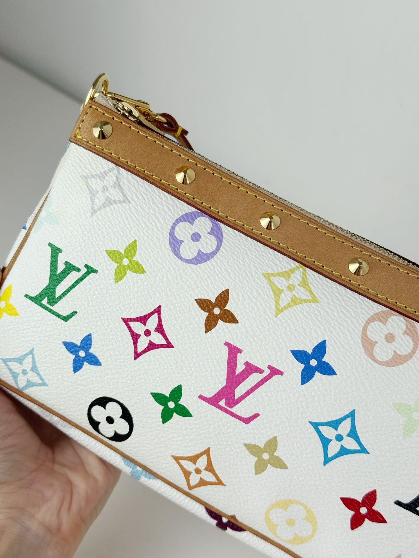 Louis Vuitton Vintage Takashi Murakami Multicolor Pochette Accessoires Shoulder Crossbody Bag