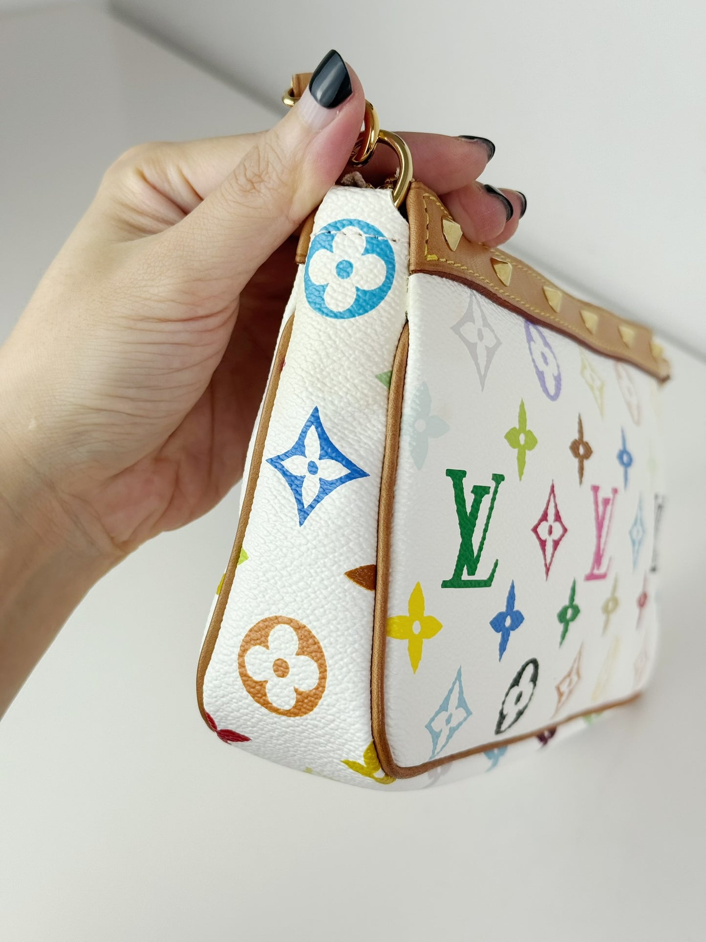 Louis Vuitton Vintage Takashi Murakami Multicolor Pochette Accessoires Shoulder Crossbody Bag