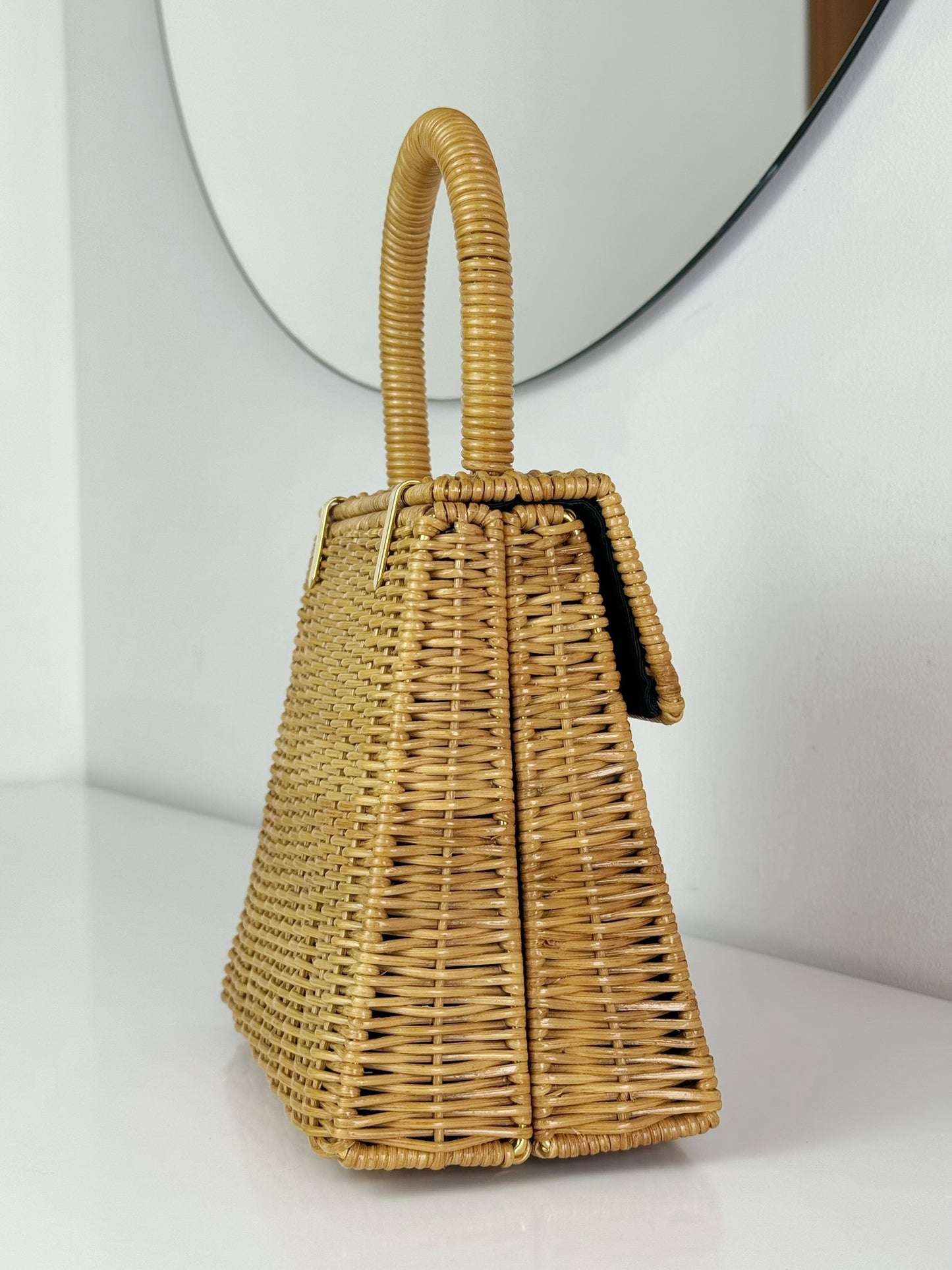 Salvatore Ferragamo Vintage Gancini Rattan Handbag Crossbody Bag