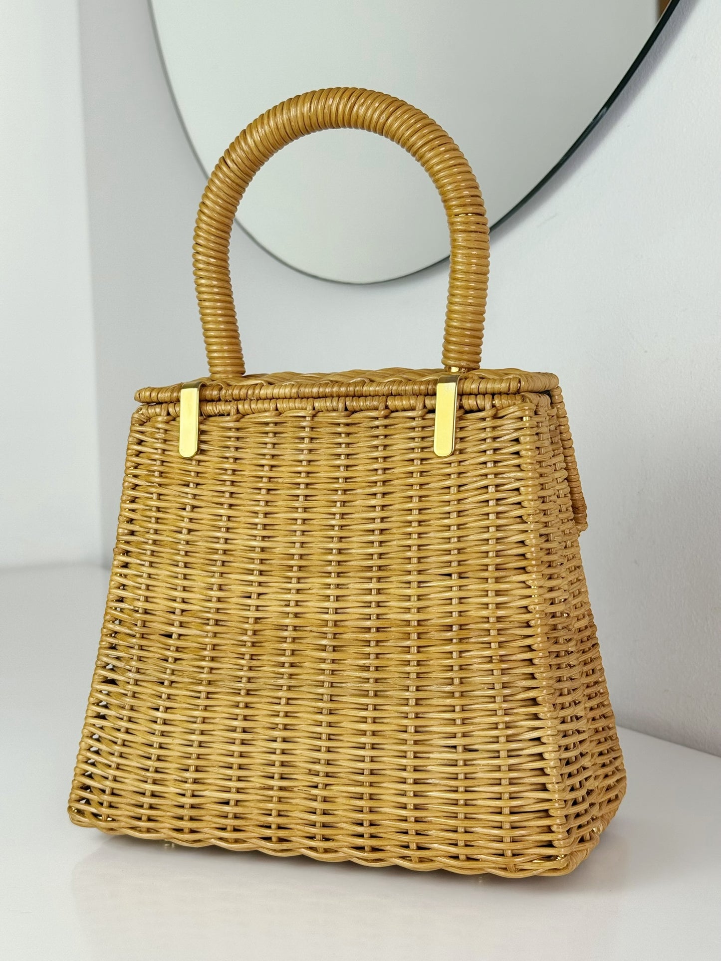 Salvatore Ferragamo Vintage Gancini Rattan Handbag Crossbody Bag